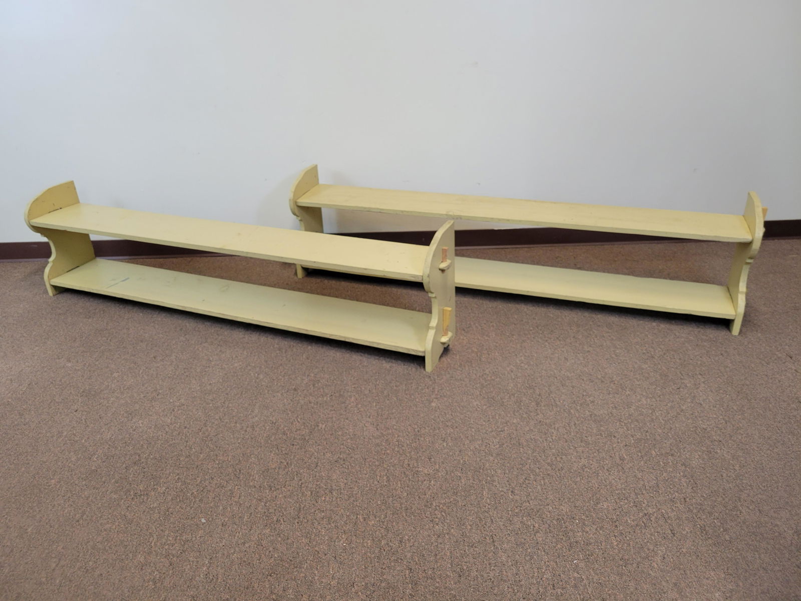 2 Low Primitive Painted Shelves (1 of 6)