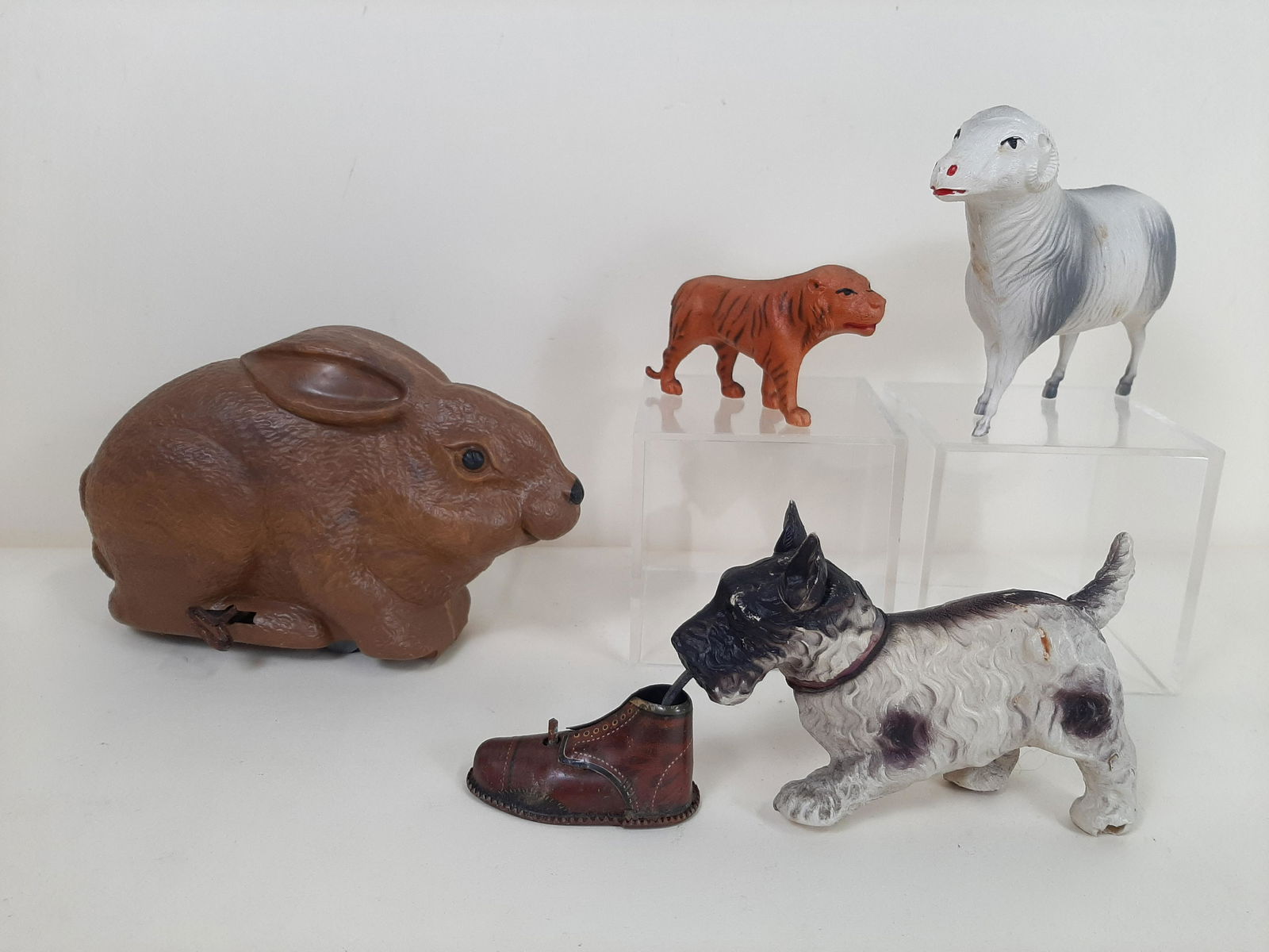 4 Celluloid Animals incl. Wind Up Rabbit Toy (1 of 5)