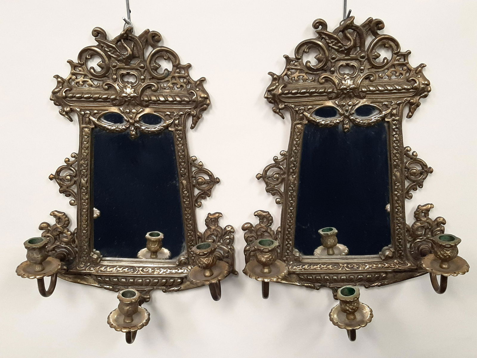 Pr Antique Brass Wall Sconces (1 of 2)