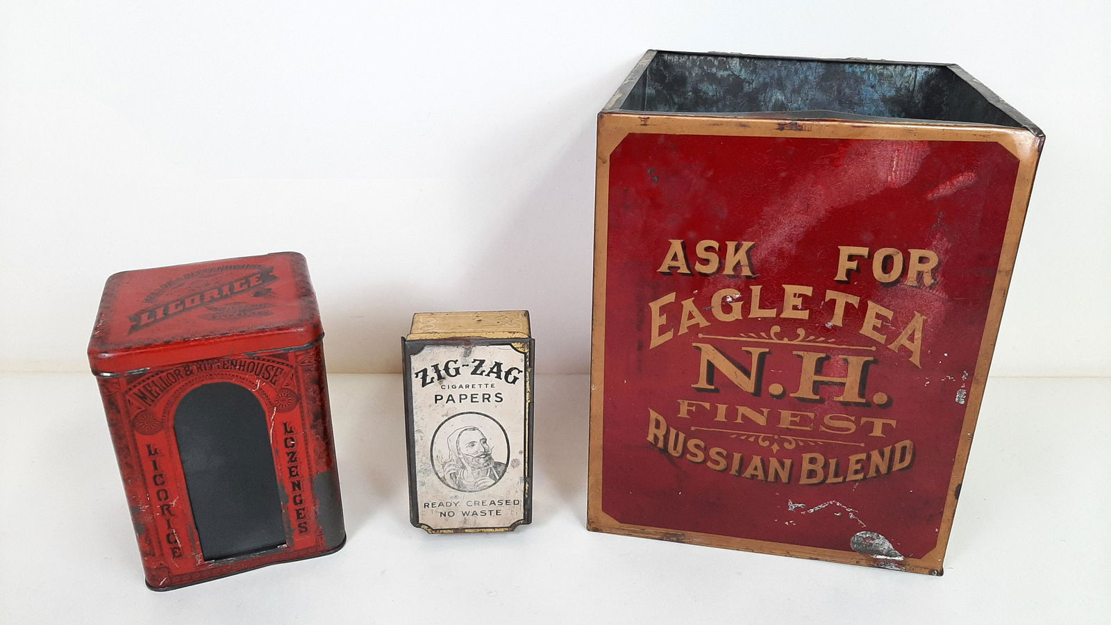 3 Advertising Tins incl. Zig-Zag (1 of 10)