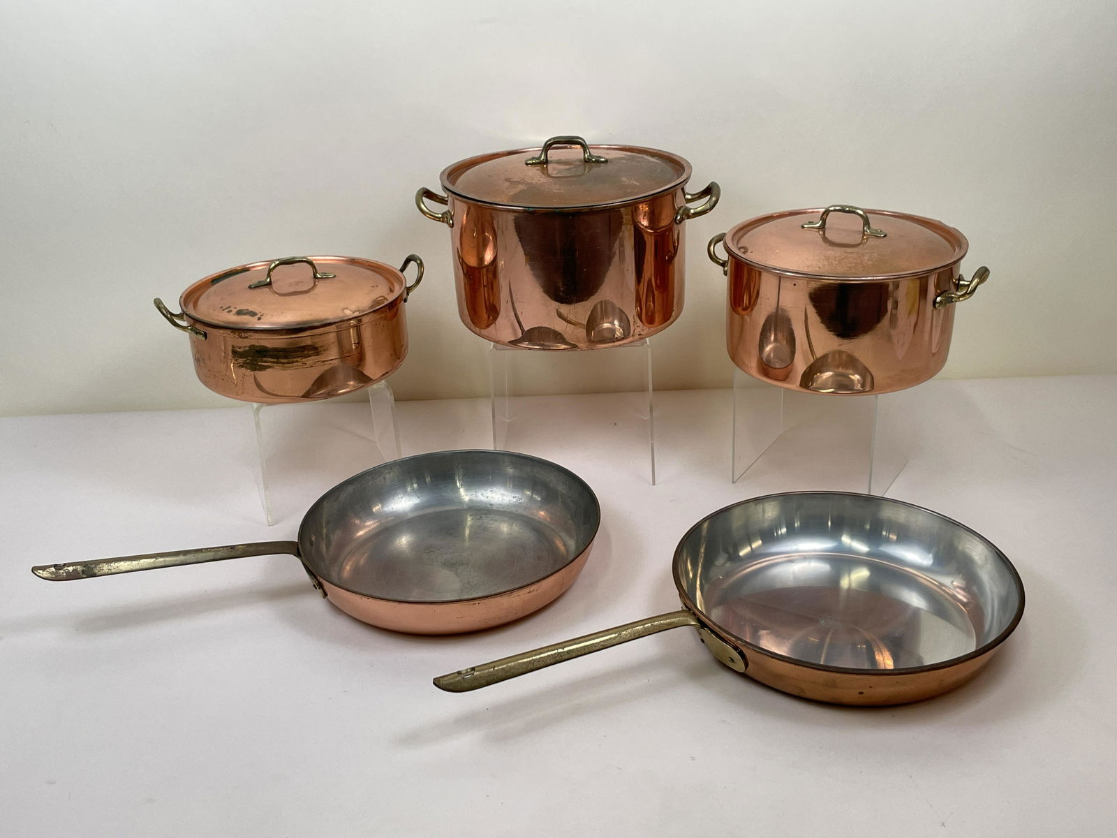 4 Pcs Copper Cookware with 3 Lids (1 of 5)