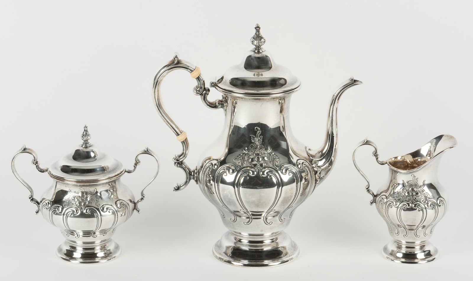 3 Pc Gorham Sterling Coffee Set Chantilly-Countess (1 of 8)