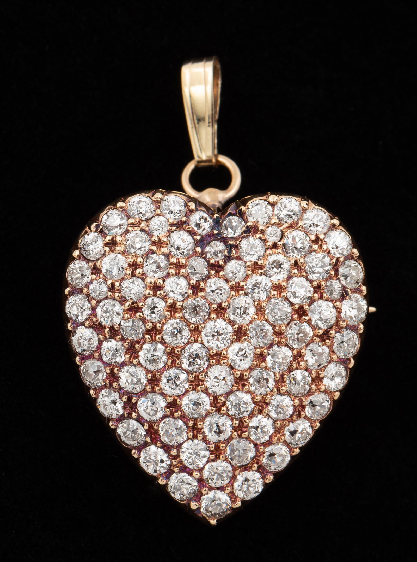 Vintage 18K & 3 CTW Diamond Heart Pin/Pendant (1 of 3)