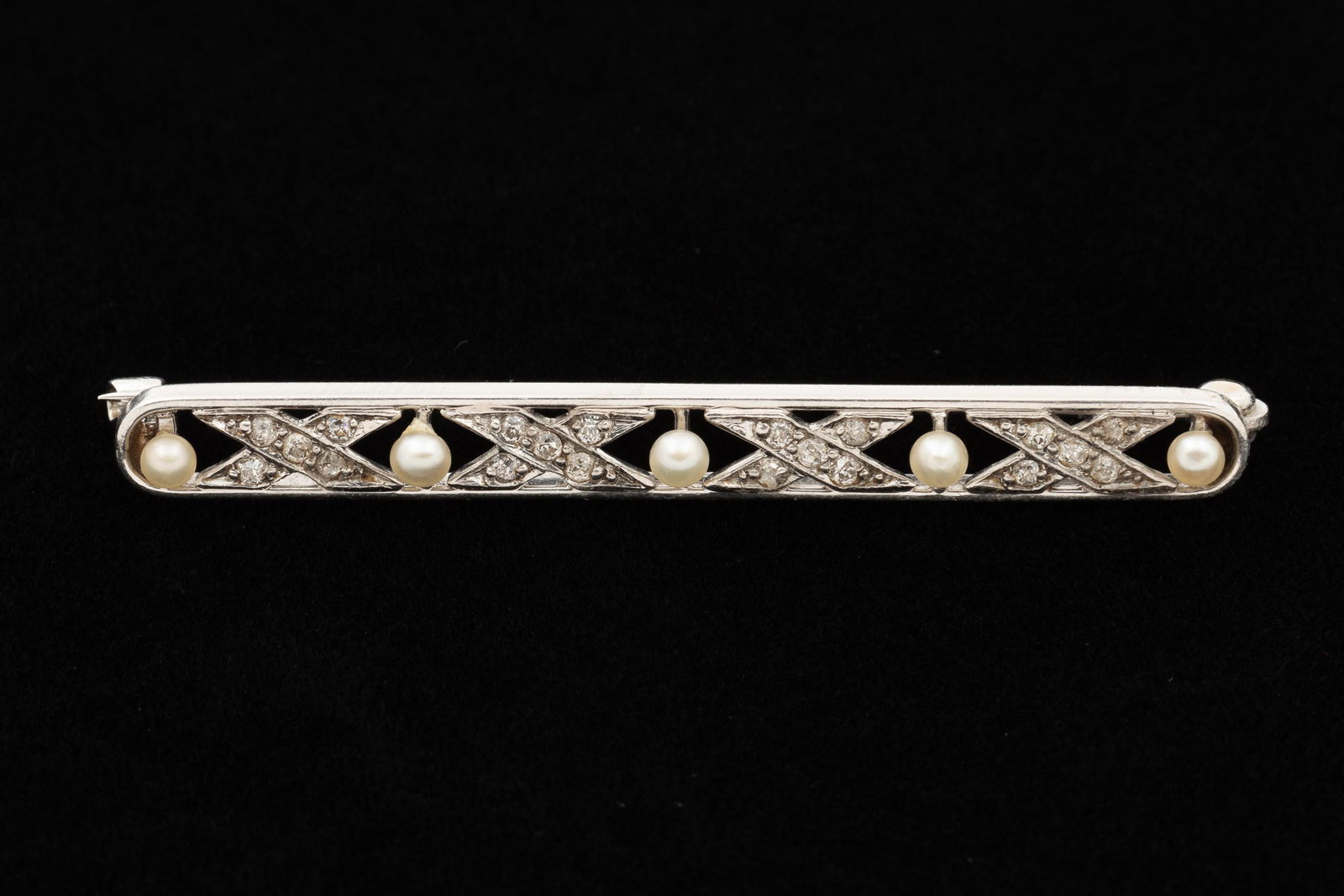 Platinum, Diamond & Seed Pearl Bar Pin (1 of 2)