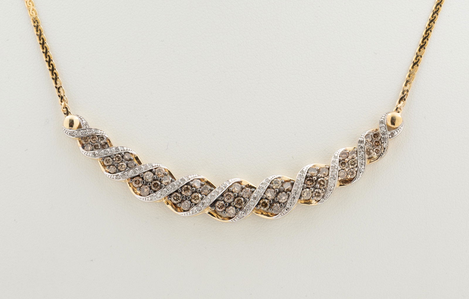 14K 3 CTW Champagne & White Diamond Necklace (1 of 4)