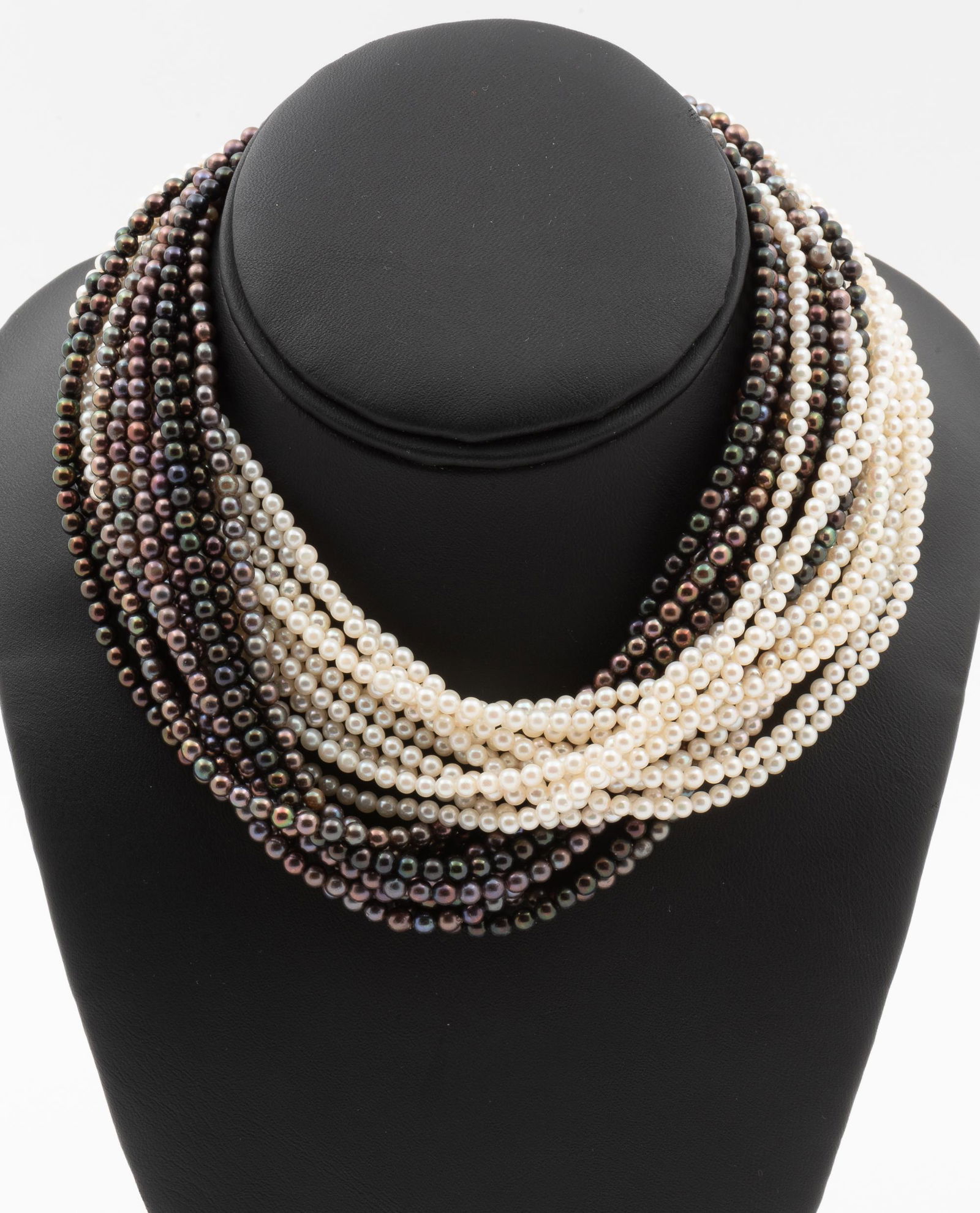 Two Tone Pearl Necklace w/ Diamond Clasp (1 of 4)