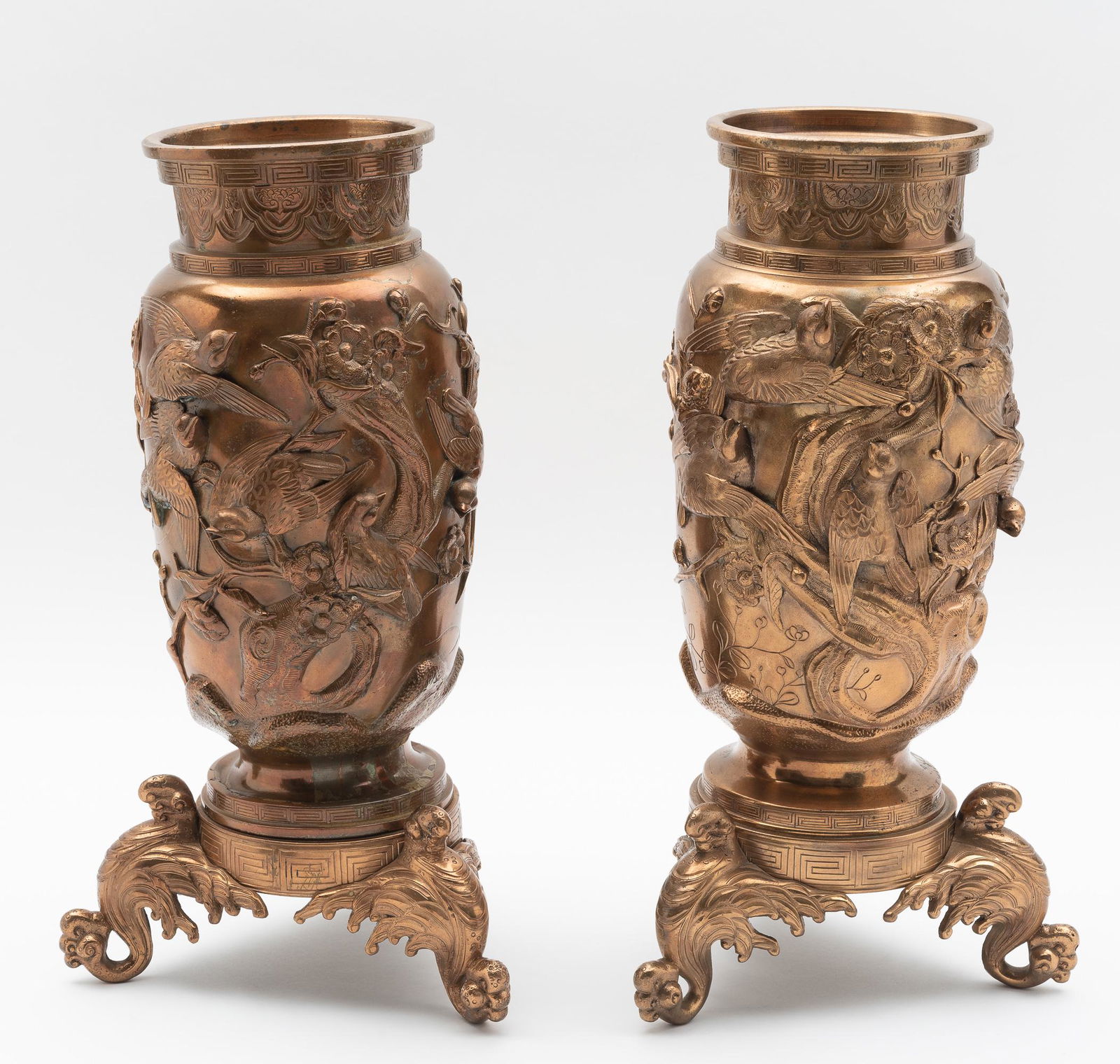 Pair of Large Japanese Brass Vases on Stands (1 of 14)
