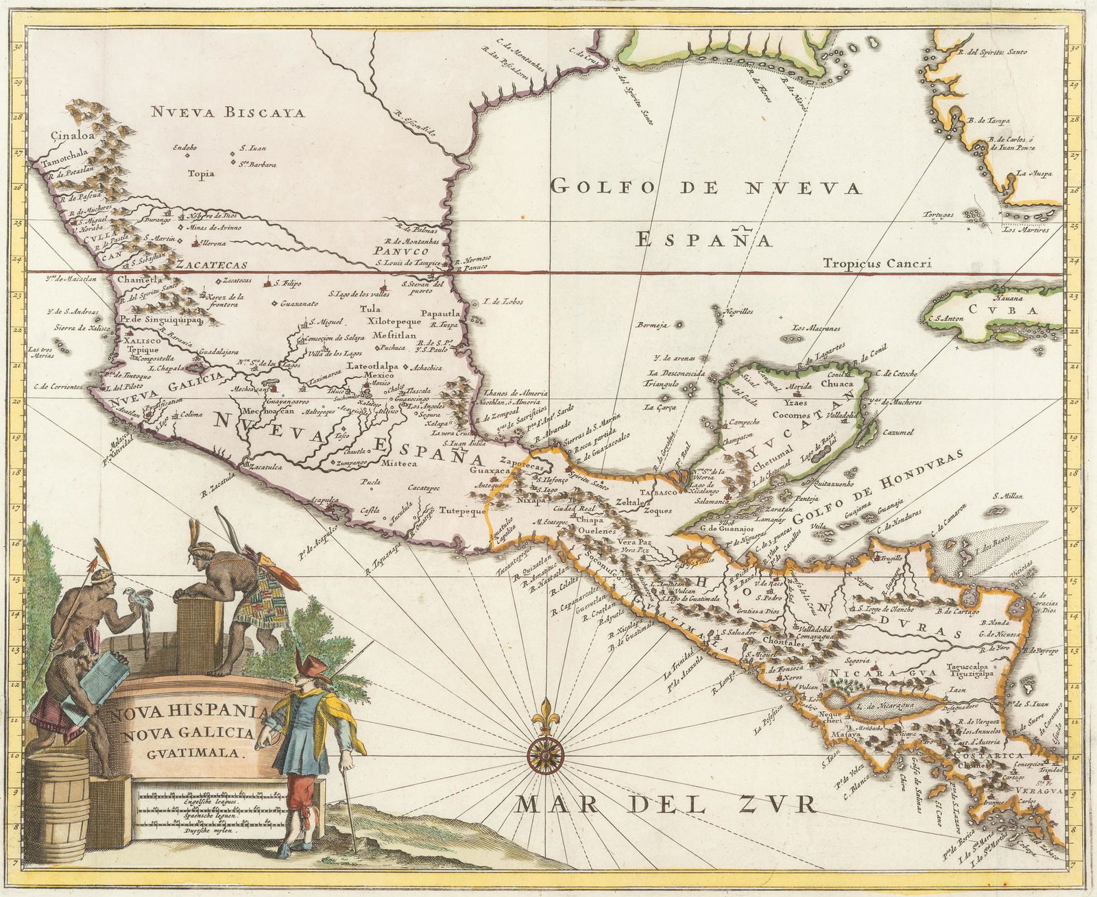 Montanus 1671 Map of Mexico & Central America (1 of 3)