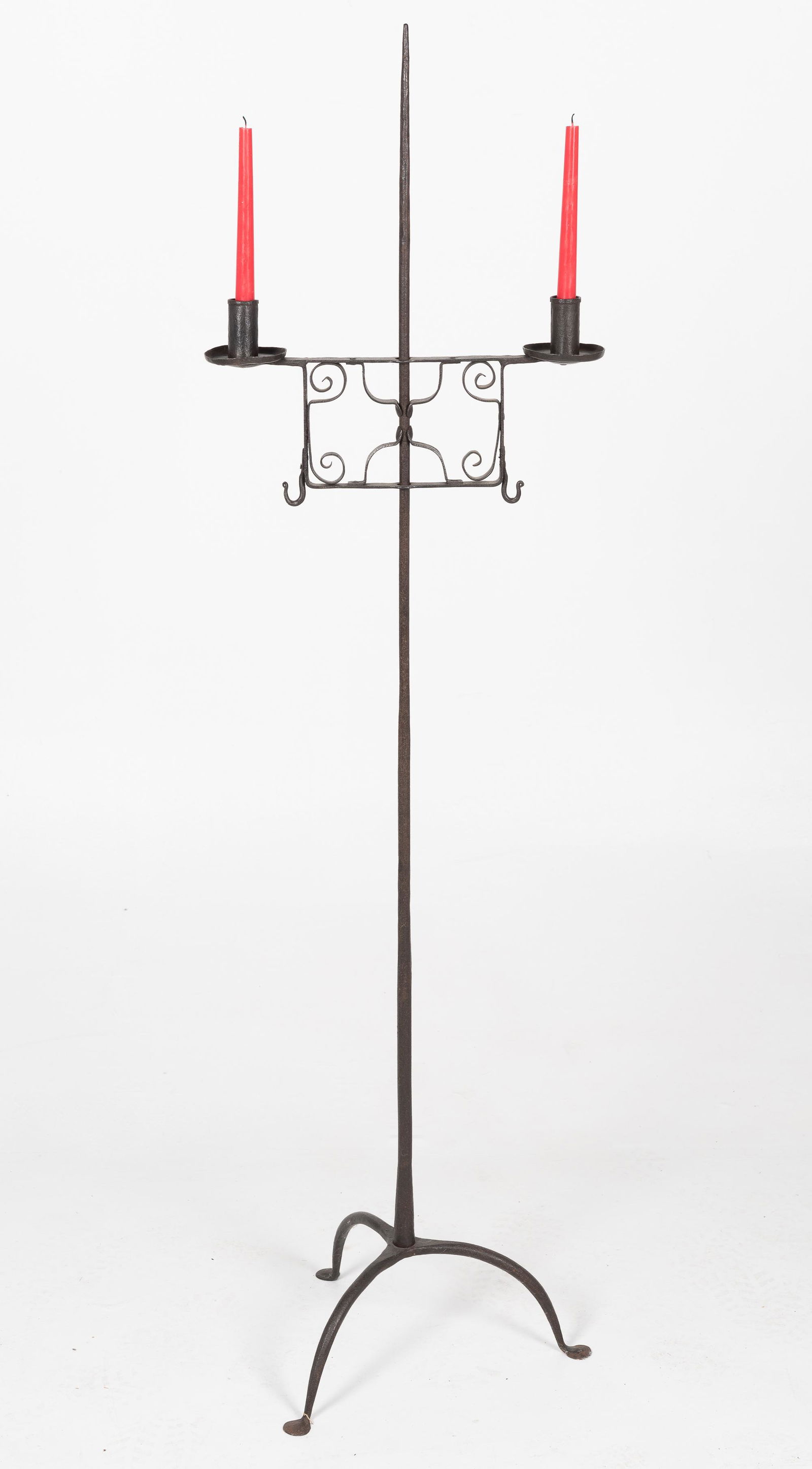 19th C Wrought Iron 2 Lite Candelabra (1 of 7)
