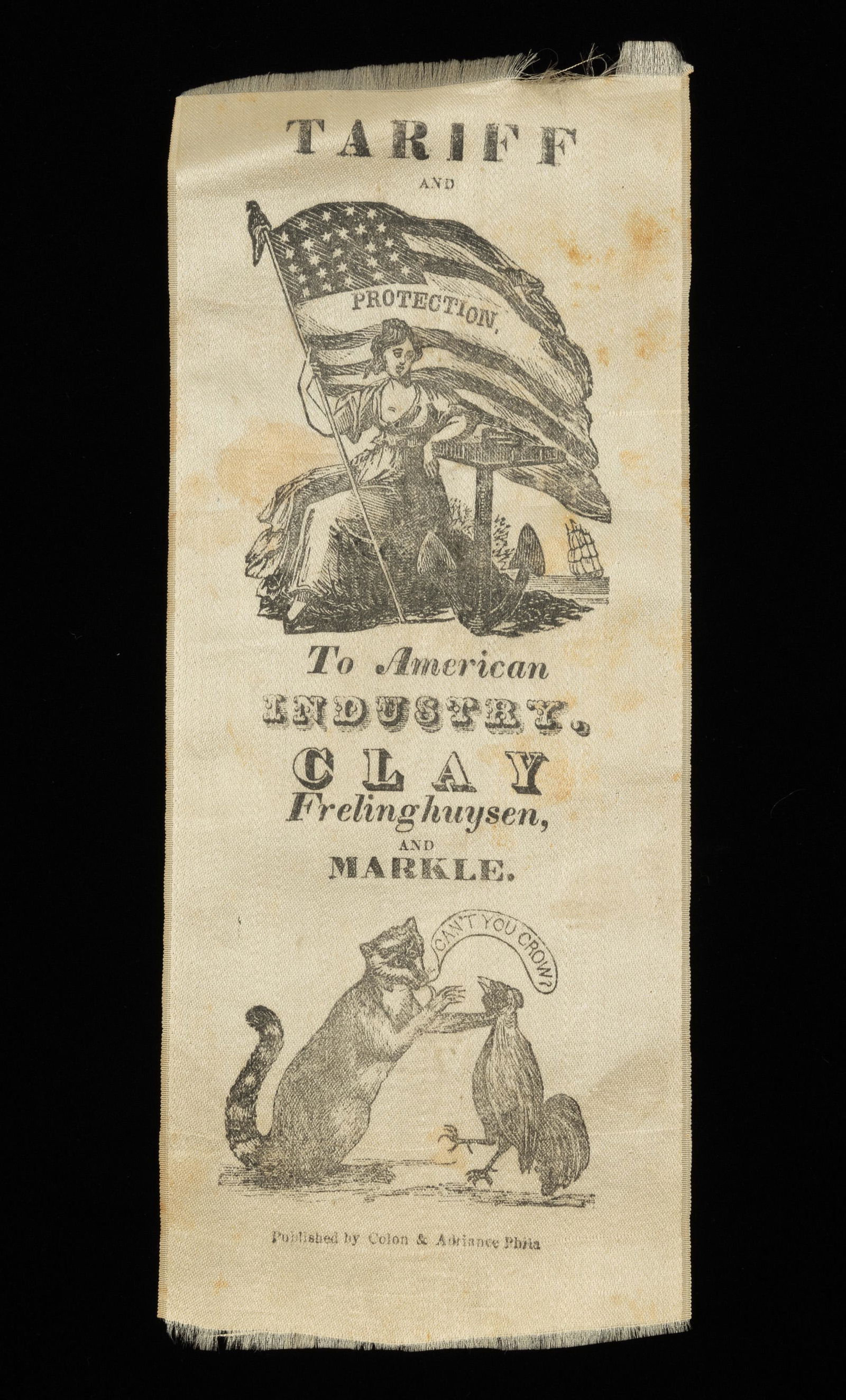 Henry Clay Silk Ribbon with Raccoon & Rooster (1 of 2)