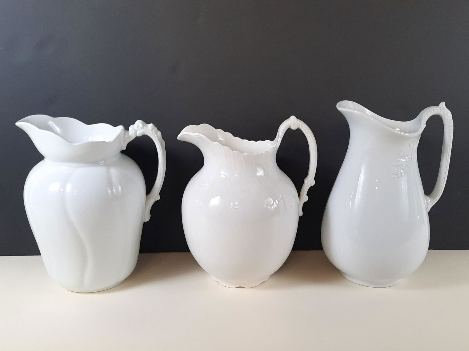 3 White Ironstone Pitchers (1 of 3)
