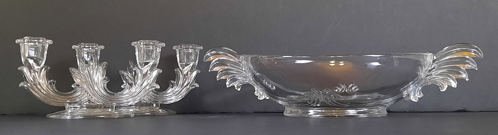 3 Pcs Glass Candleholders and Bowl (1 of 3)