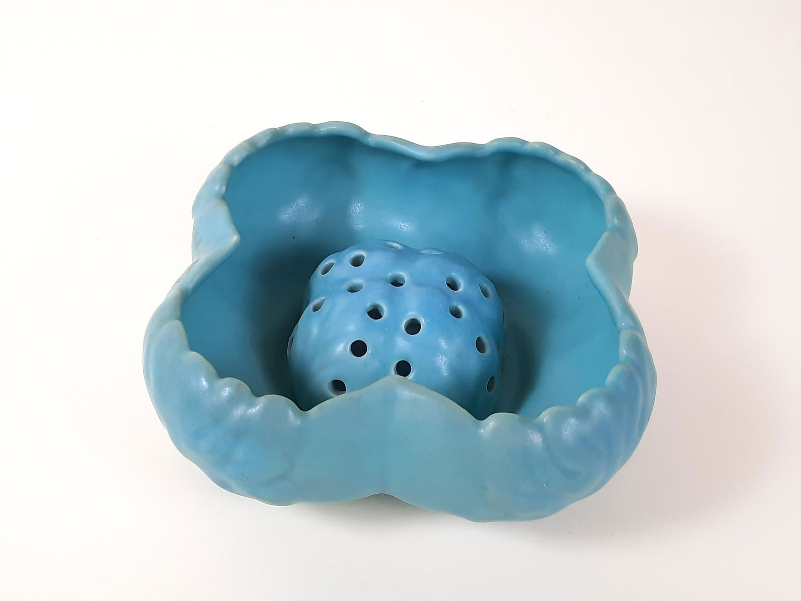 Van Briggle Bowl with Flower Frog (1 of 6)