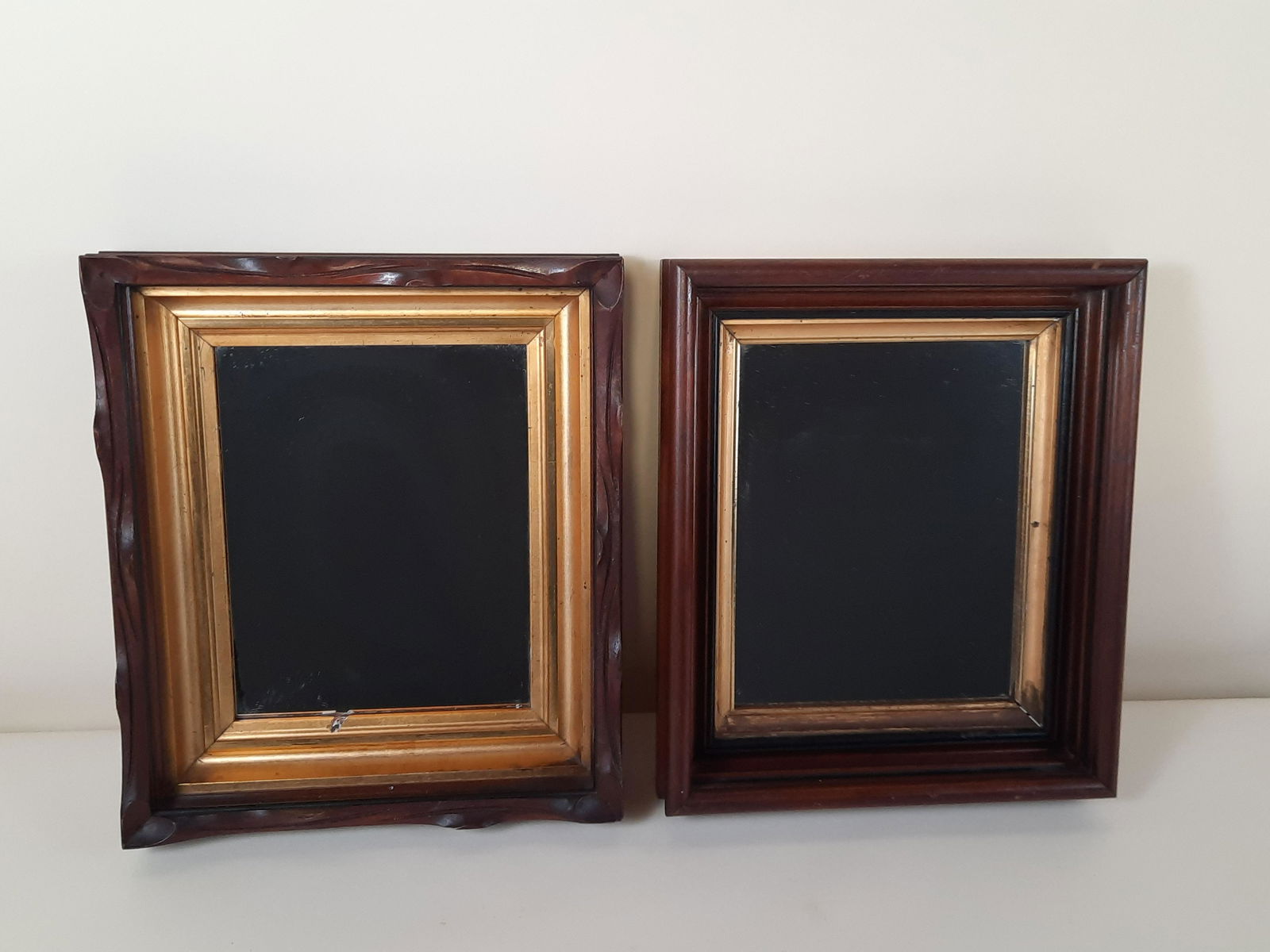 2 Antique Mirrors: Each overall with frame 14" high x 12" wide. IMPORTANT: Before bidding, please read the terms and conditions. When you registered for the auction you agreed to these terms and will be required to comp