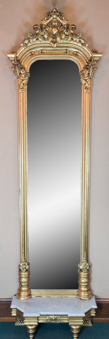 10'8" Pier Mirror: 37" wide X 14" deep X 130" high. IMPORTANT: Before bidding, please read the terms and conditions. When you registered for the auction you agreed to these terms and will be required to comply with them