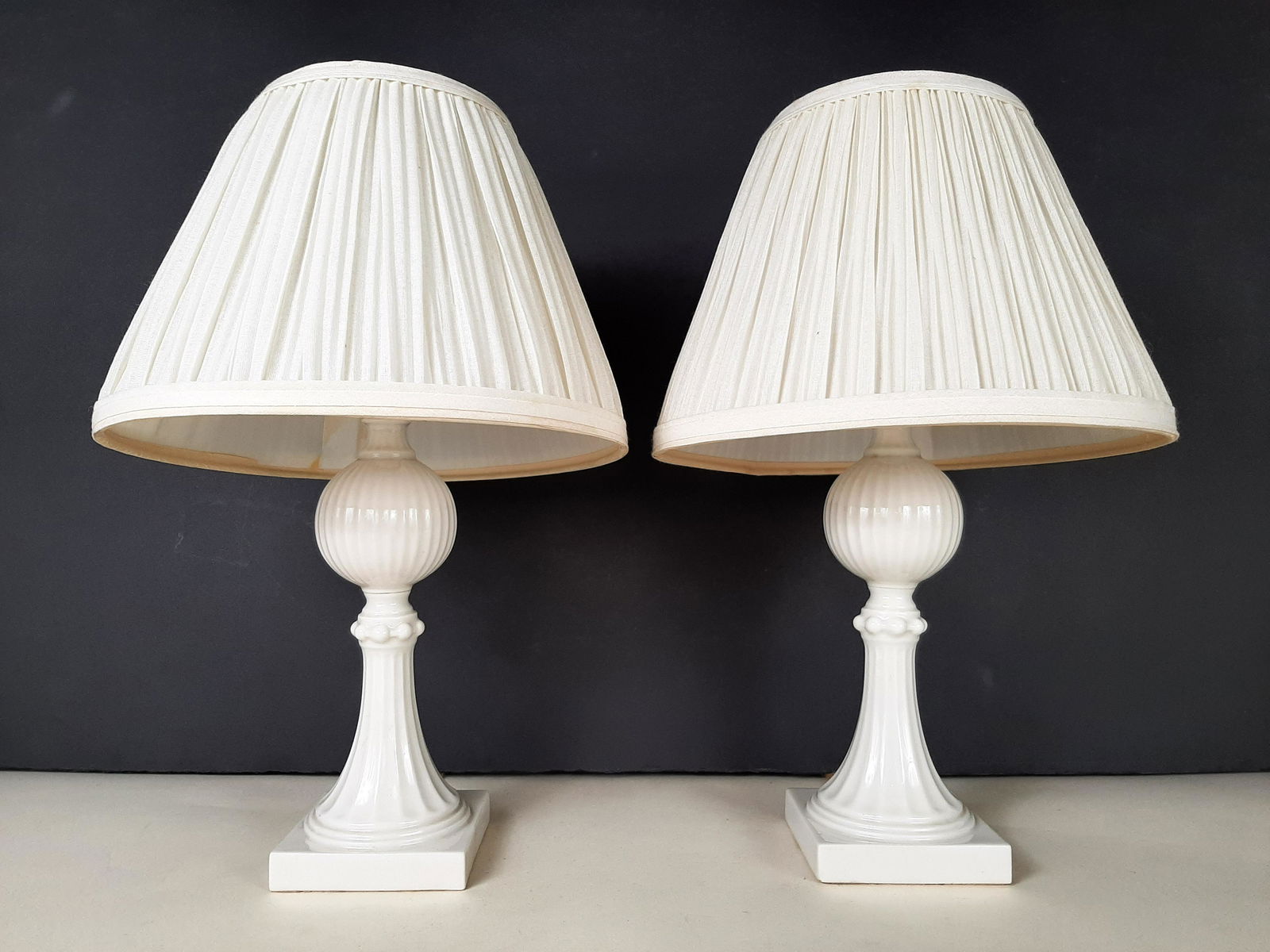 Pr White Porcelain Table Lamps (1 of 1)