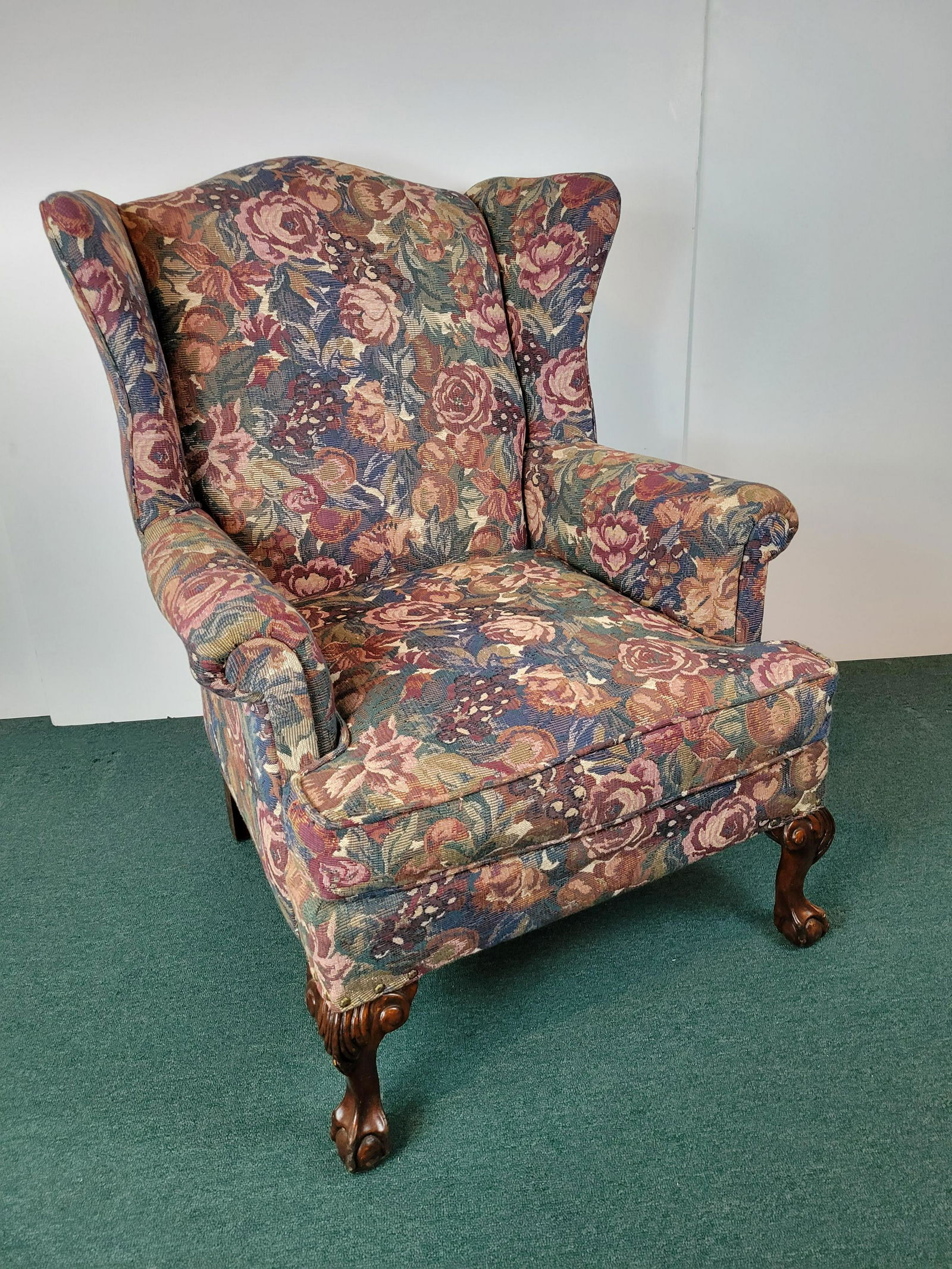 Floral Print Wingback Chair (1 of 2)