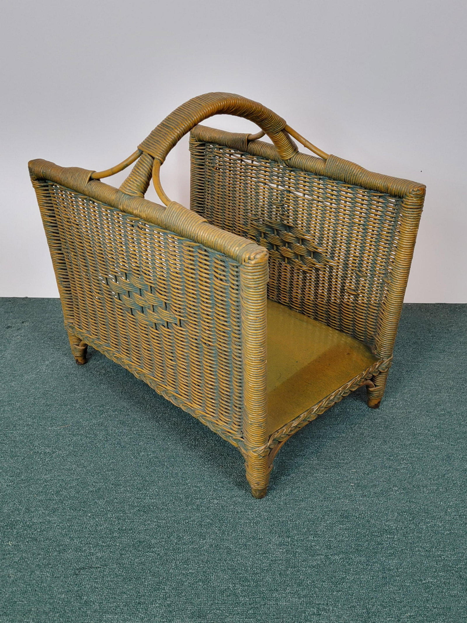 Wicker Magazine Holder: 15" wide X 21" deep X 20 1/2" high. IMPORTANT: Before bidding, please read the terms and conditions. When you registered for the auction you agreed to these terms and will be required to comply with t