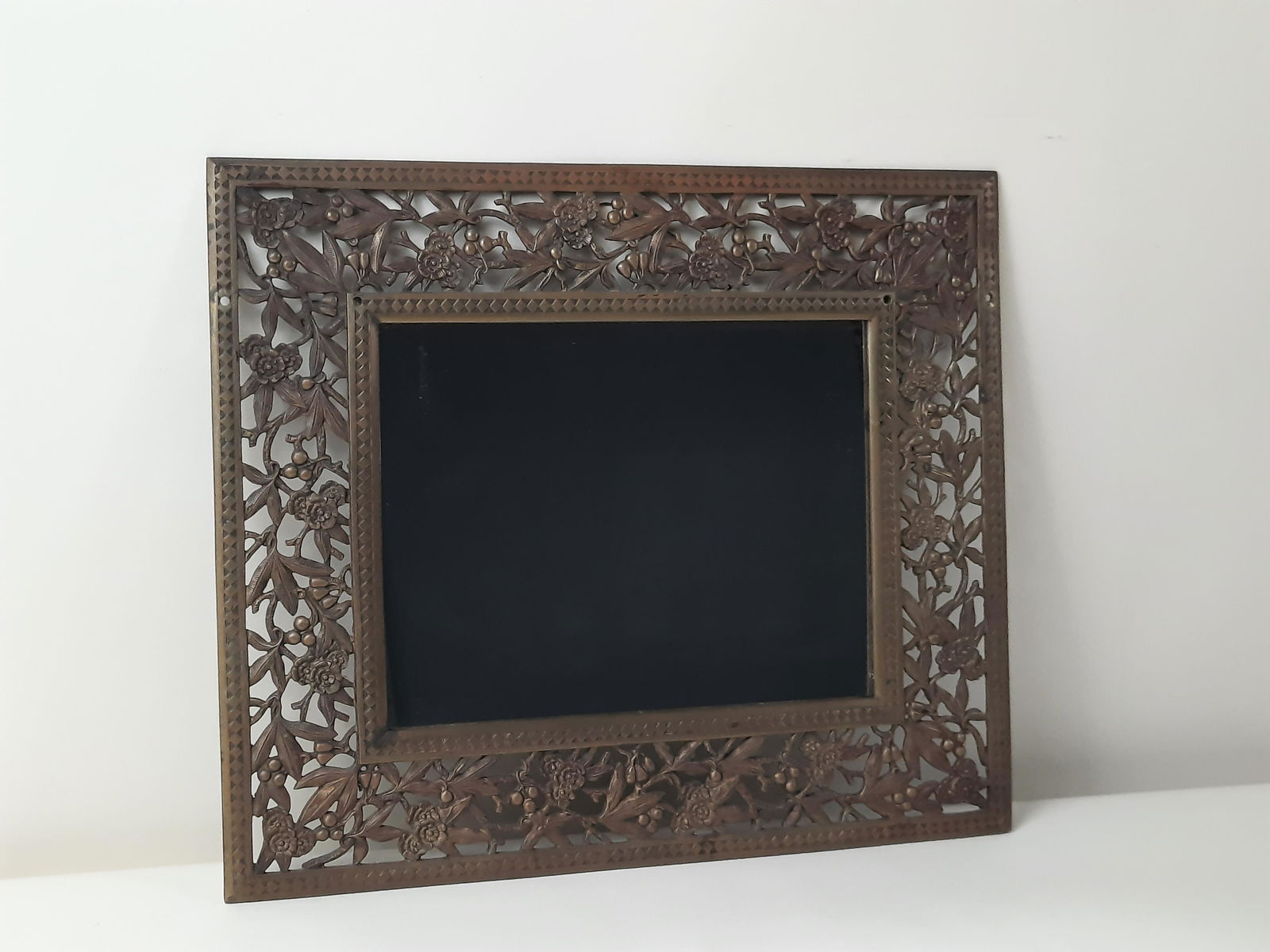 Mirror in Open Work Floral Brass Frame (1 of 3)