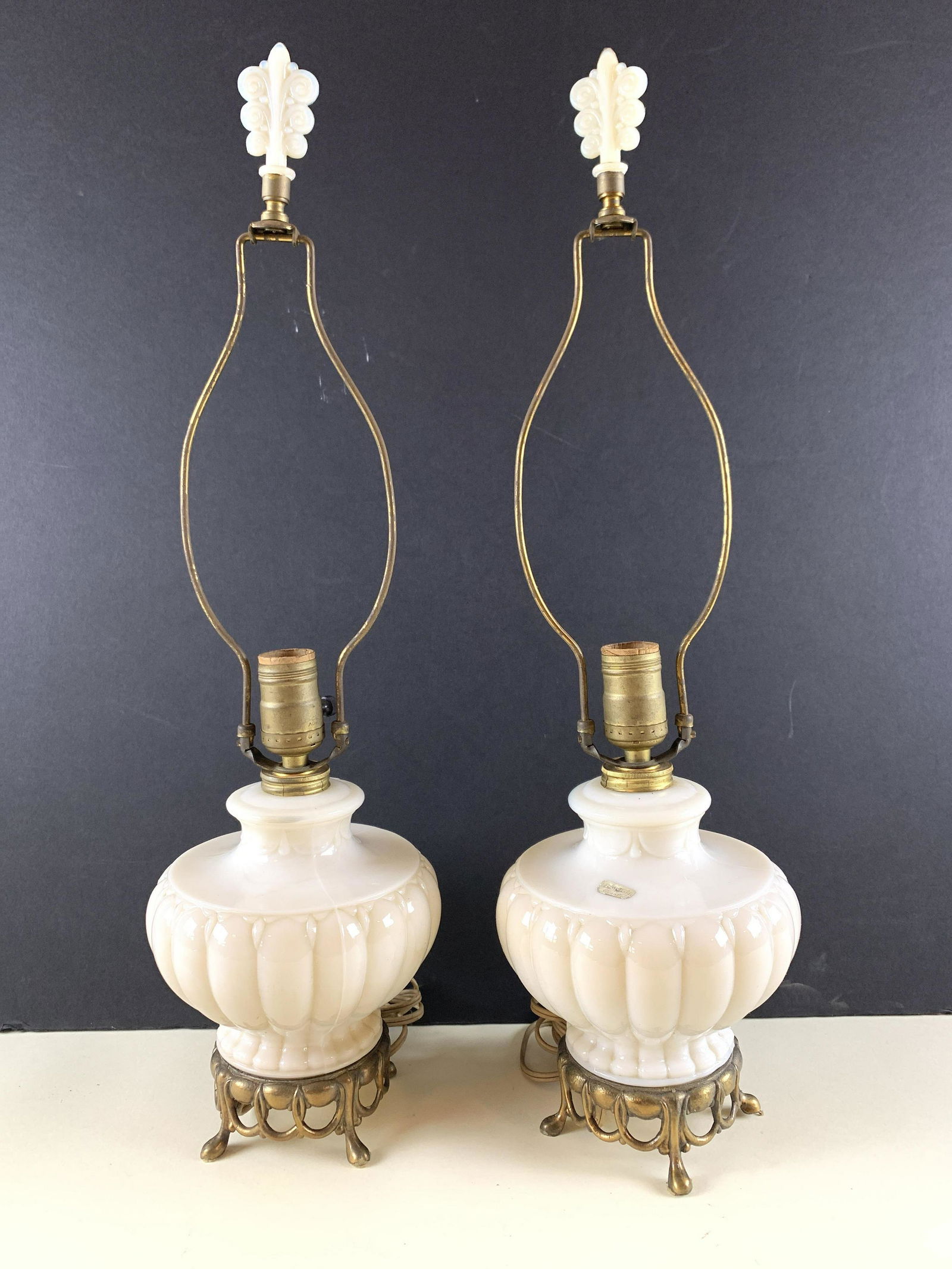 Pair of Aladdin Alacite Table Lamps with Finials (1 of 4)