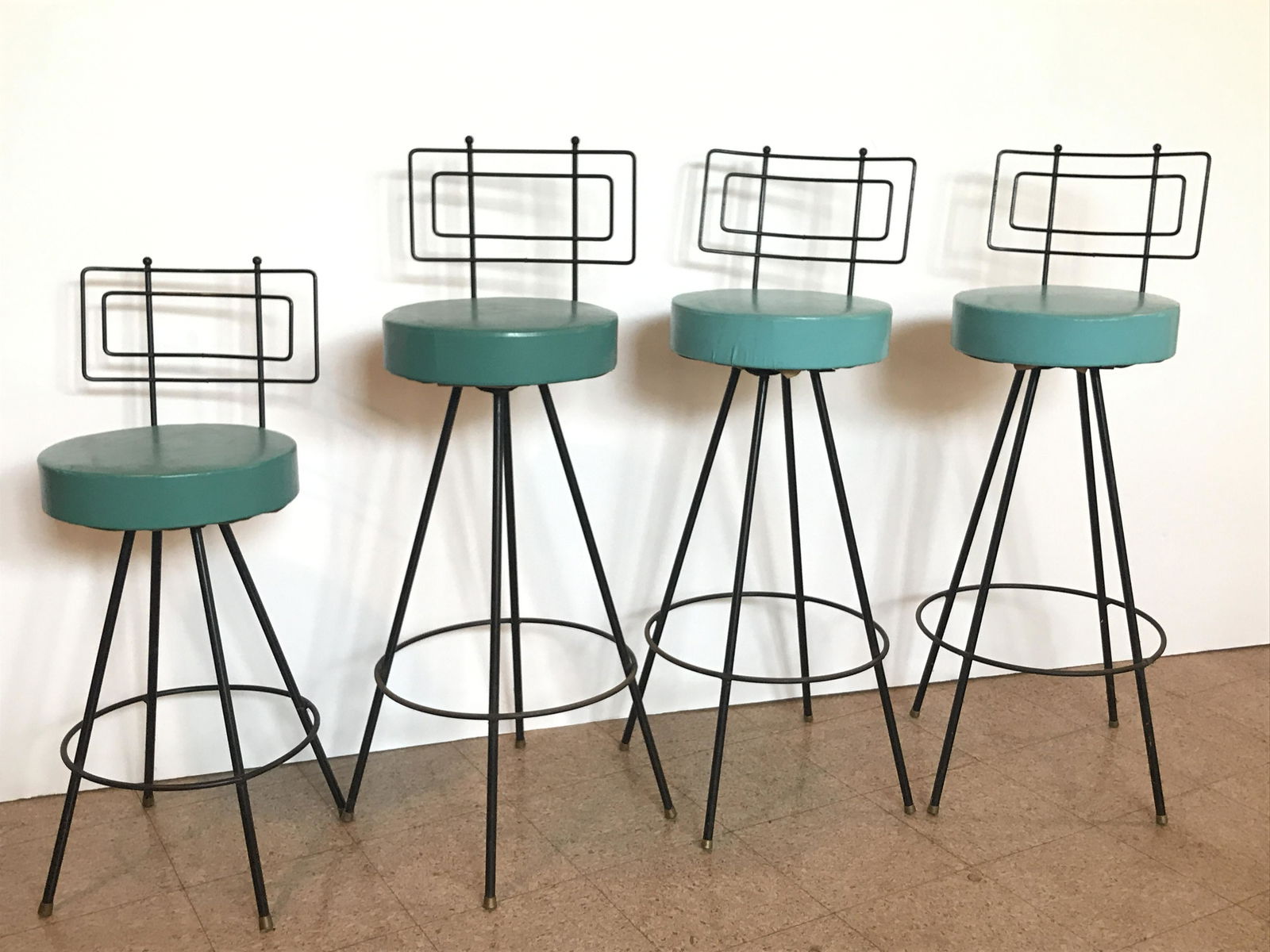 4 Mid Century Metal Stools (1 of 3)