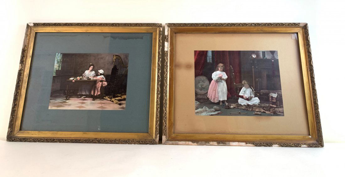 2 Prints of Children Incl Ullman Mfg. Co.: Also includes No. 104 Christmas Joy by M.L. & Co. New York. Wear and losses to frames. Water damage to mat board of Ullman print. Both 22-1/2 wide x 18-3-4” high. IMPORTANT: Before bidding, please r