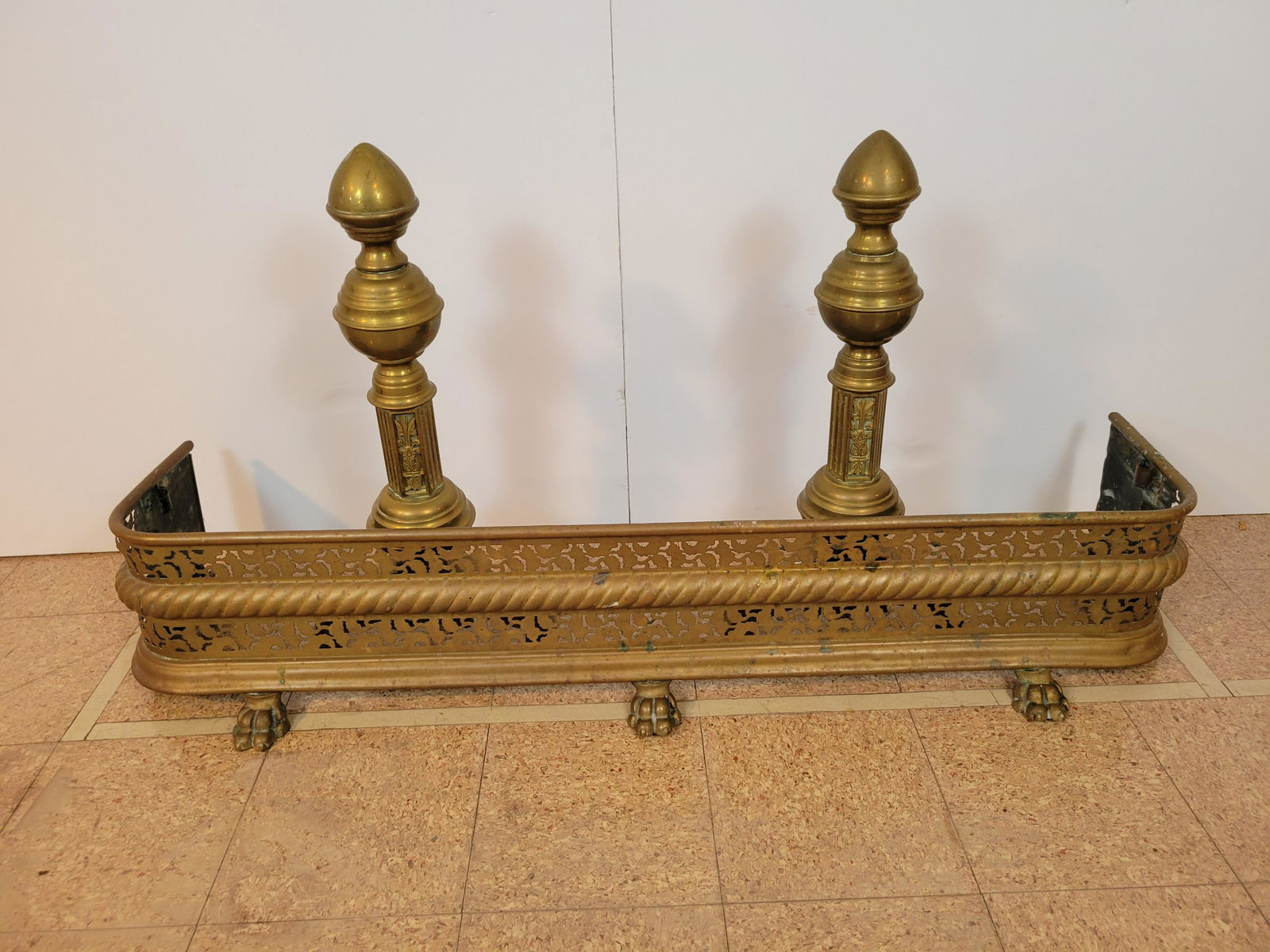 3 Pc Brass Fireplace Set (1 of 2)