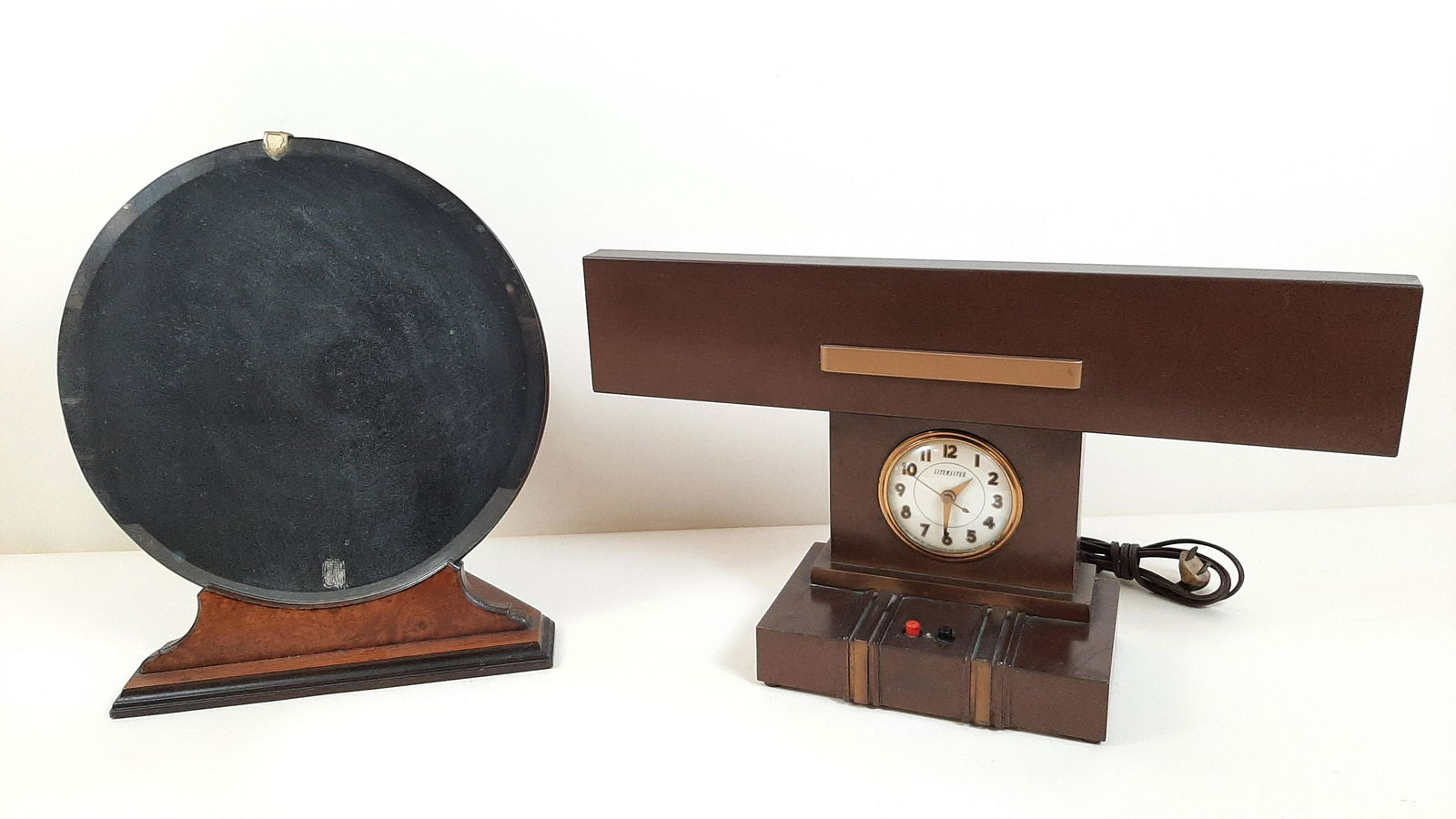 Desk Mirror and Litemaster Midcentury Clock Light (1 of 5)