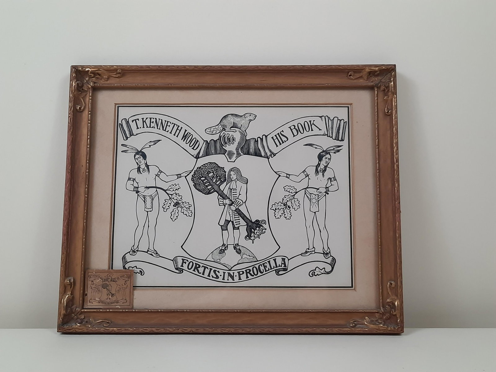 T. Kenneth Wood His Book Print: "T. Kenneth Wood His Book Fortis in Procella". Overall with frame 12-1/2" high x 15-1/2" wide. IMPORTANT: Before bidding, please read the terms and conditions. When you registered for the auction you 