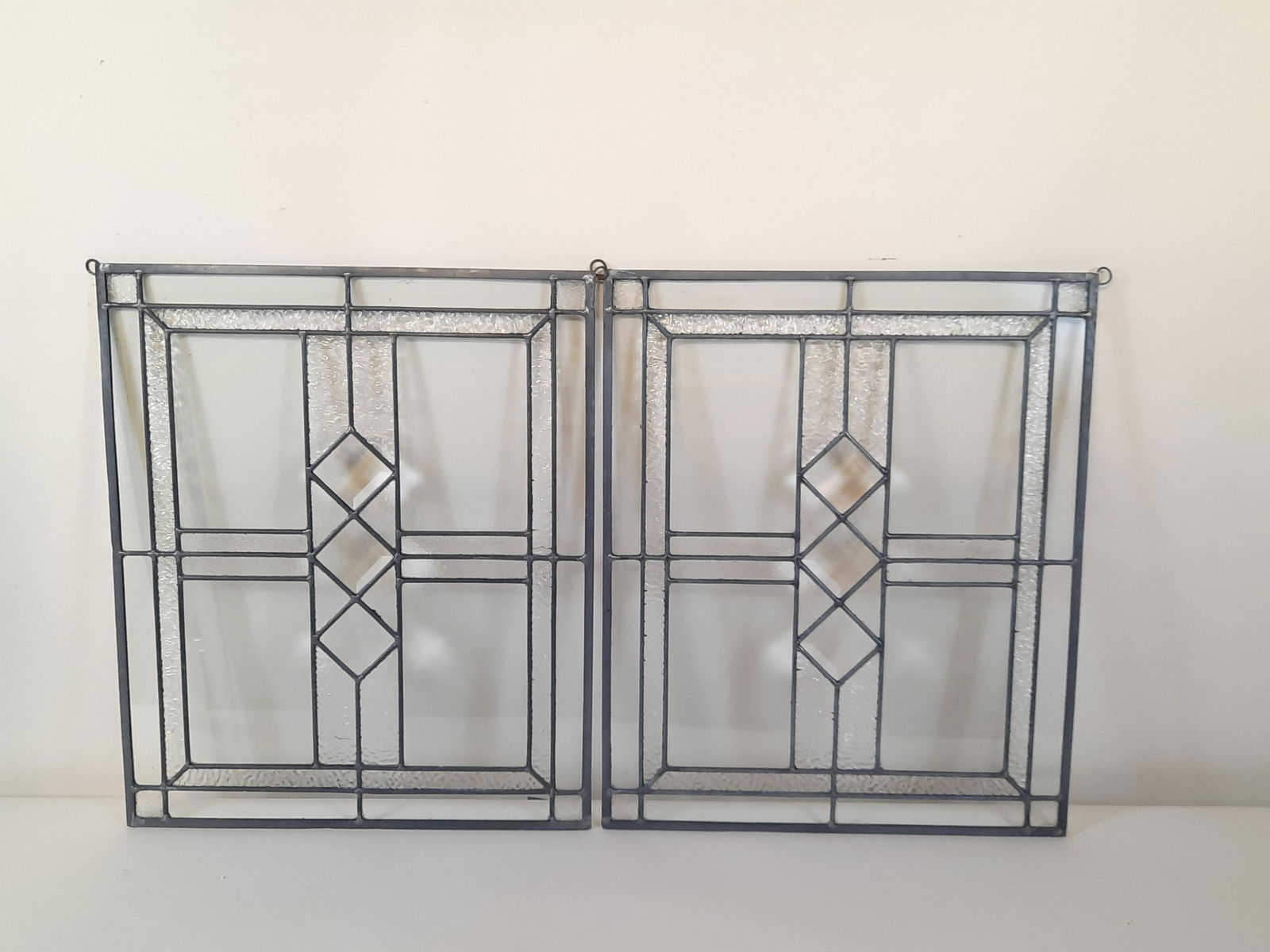 2 Leaded Glass Window Panels (1 of 2)