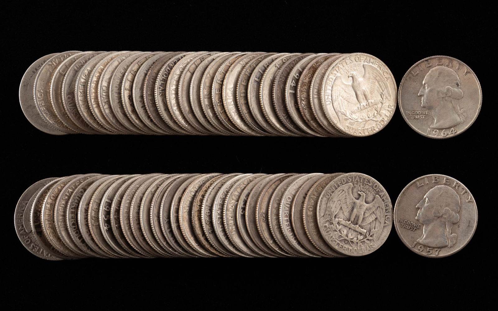 56 U.S. Silver Quarters 1932 - 1964 (1 of 1)