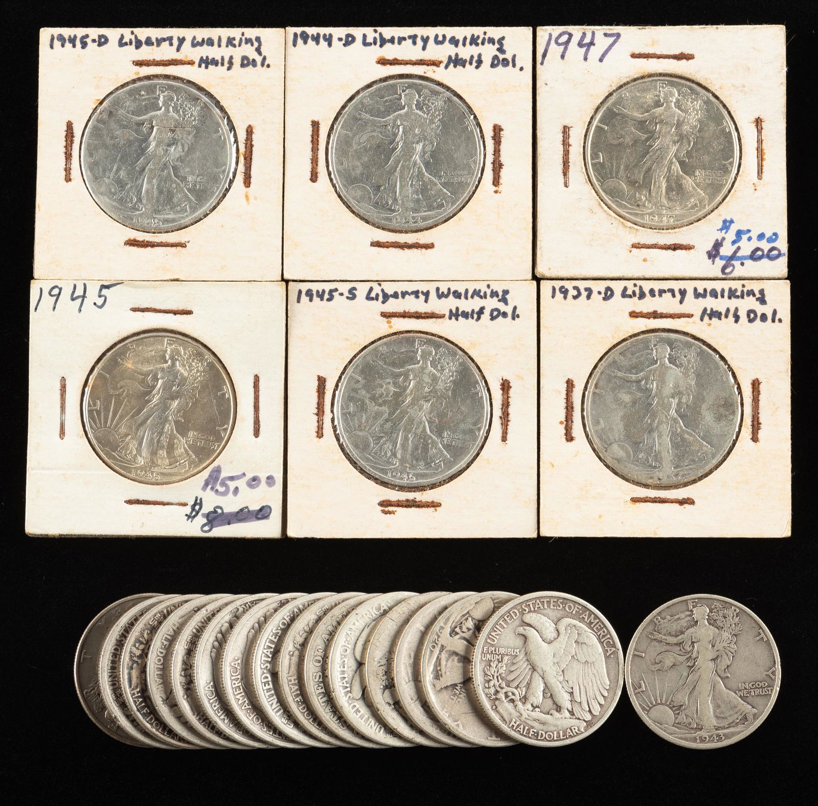 22 U.S. Silver Half Dollars 1915-S - 1947 (1 of 3)