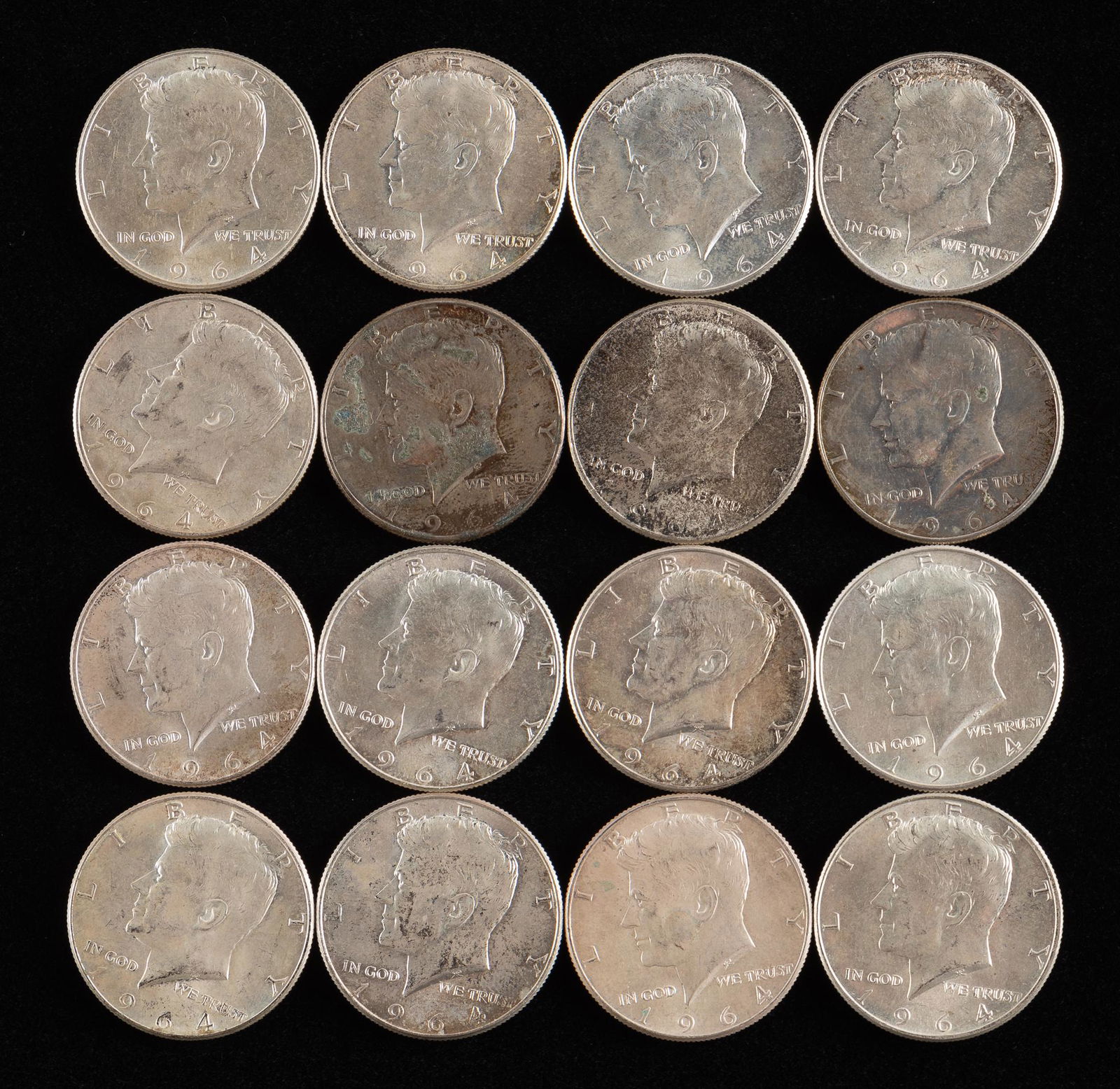 16 1964 Kennedy Silver Half Dollars (1 of 2)