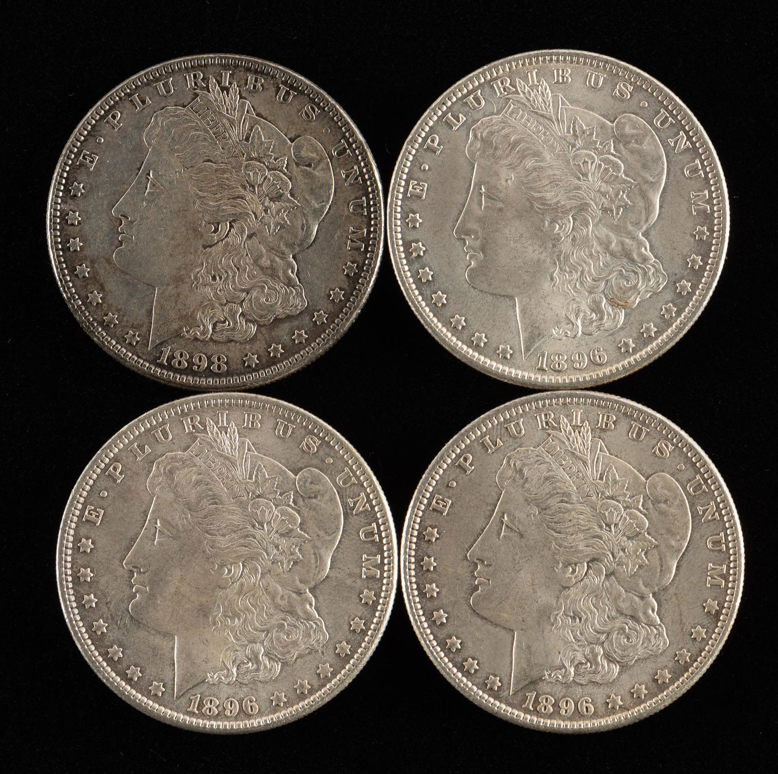4 Morgan Silver Dollars Incl 3 1896 (1 of 2)