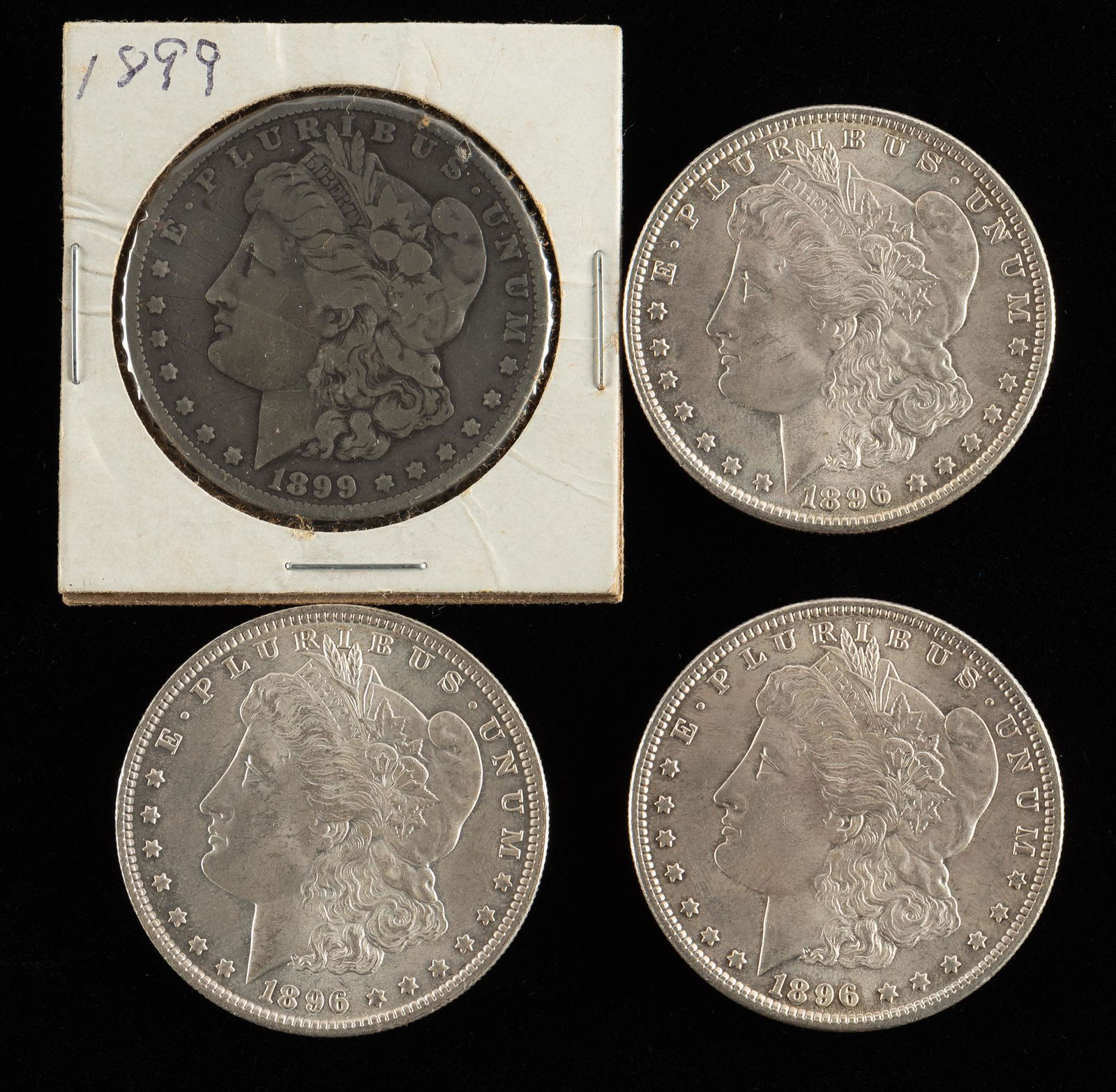 4 Morgan Silver Dollars Incl 3 1896 (1 of 2)