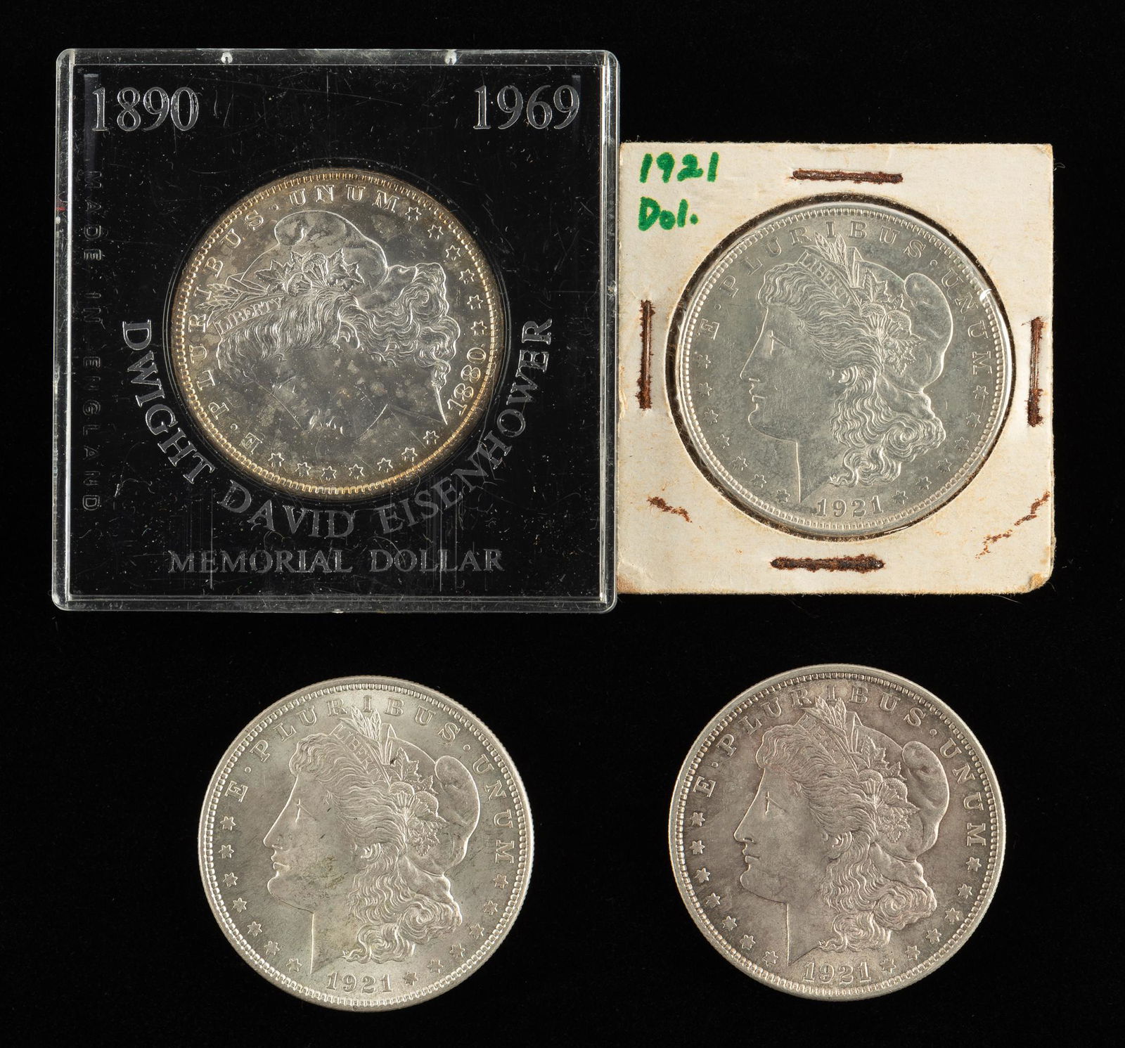 4 Morgan Silver Dollars Incl 3 1921 (1 of 2)