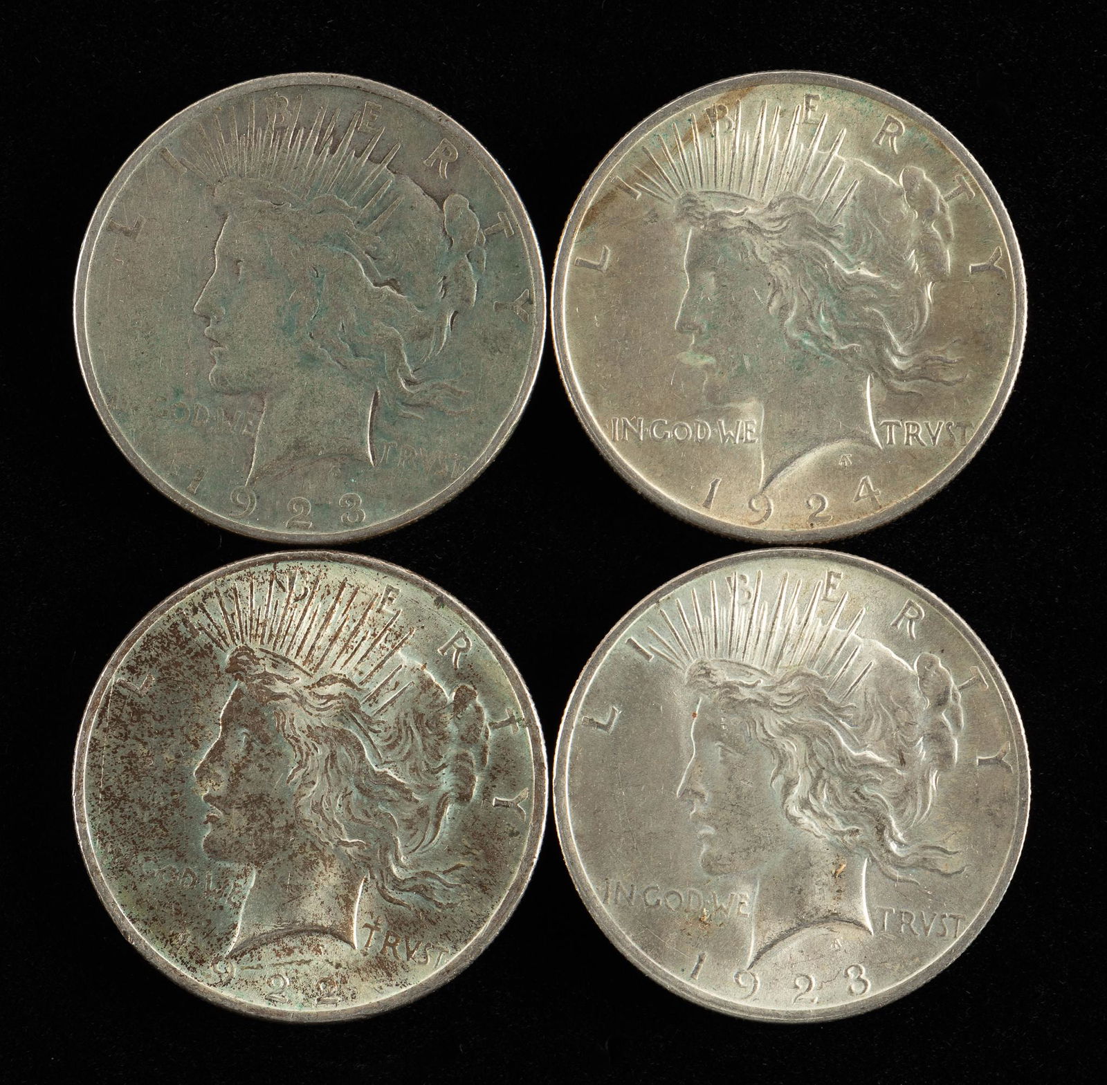 4 Peace Silver Dollars Incl 1922 (1 of 2)