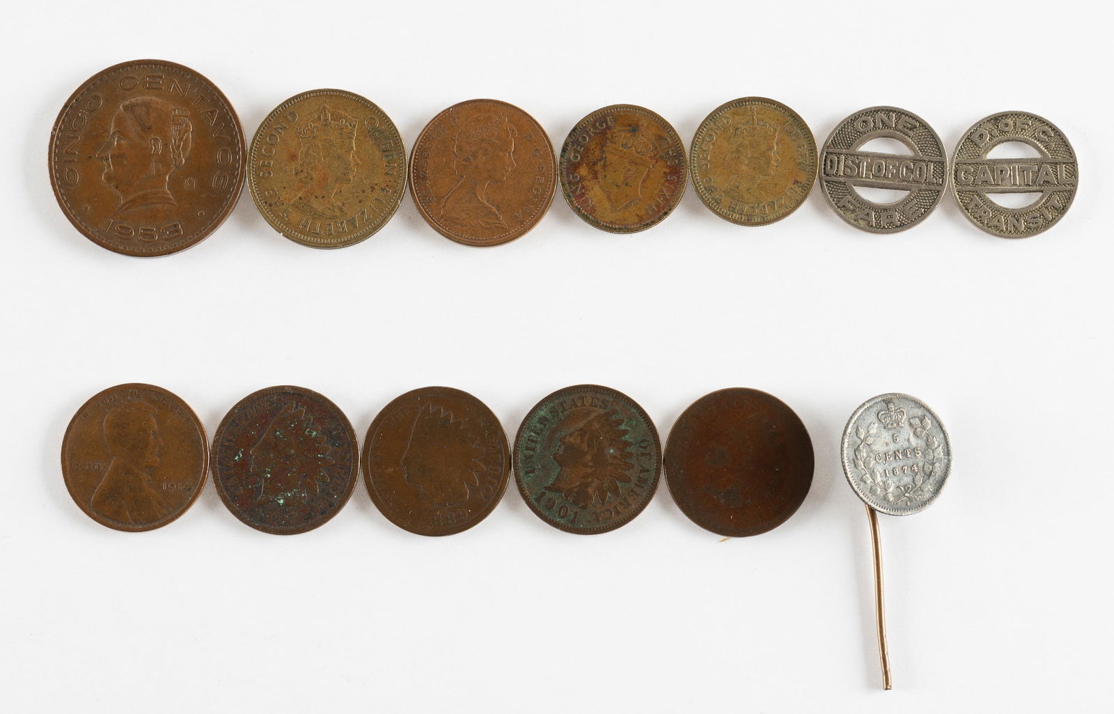 13 Items Incl 4 Indian Cents With 1881 (1 of 2)