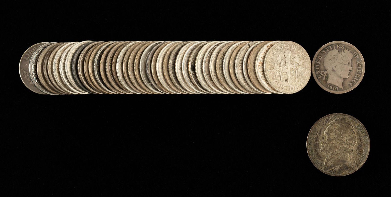 41 U.S. Silver Dimes & War Nickel (1 of 1)