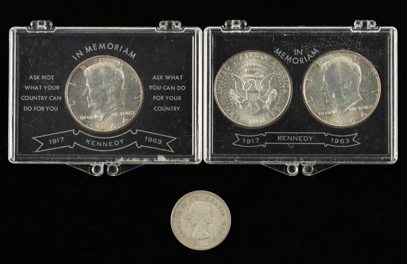 4 Silver Coins Incl 1964 Canadian Quarter (1 of 2)