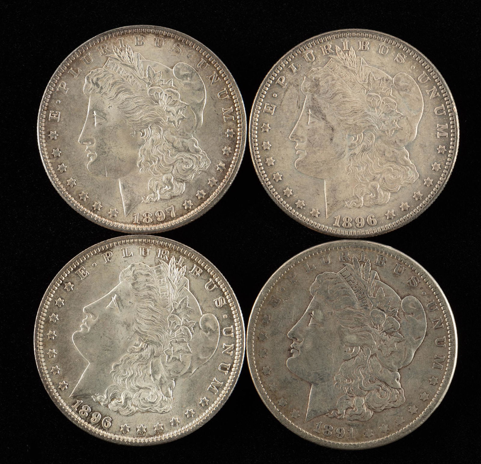 4 Morgan Silver Dollars Incl 1891 (1 of 2)