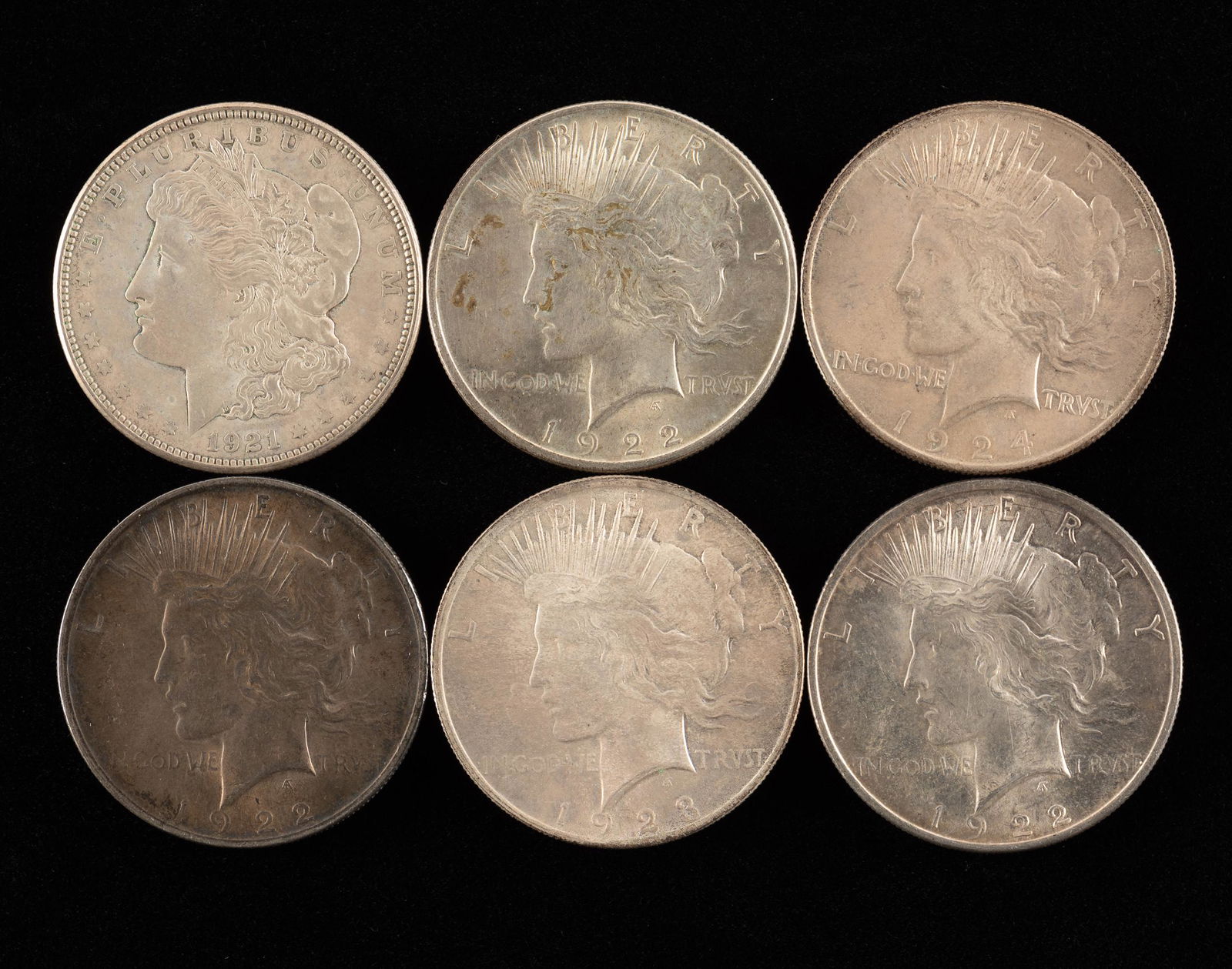 6 Silver Dollars Incl 1921-D (1 of 2)