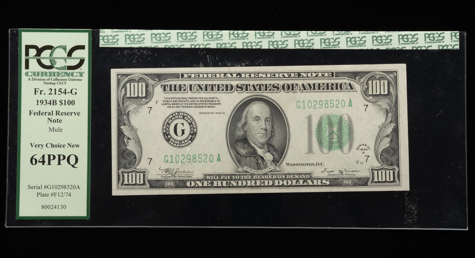 PCGS Currency 64PPQ 1934B $100 Banknote: PCGS Currency 64PPQ 1934B $100 Banknote. IMPORTANT: Before bidding, please read the terms and conditions. When you registered for the auction you agreed to these terms and will be required to comply w