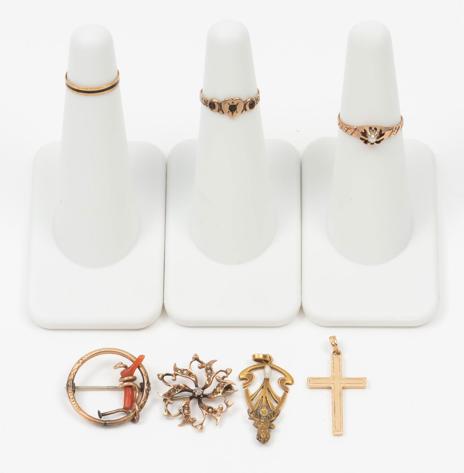 7 Pcs Antique Gold Jewelry (1 of 14)