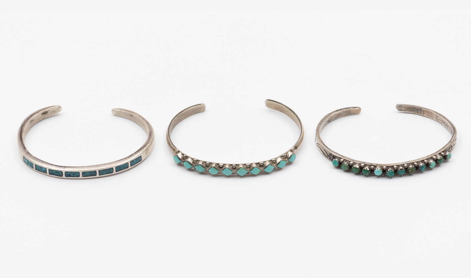 3 Children's Sterling and Turquoise Cuff Bracelets (1 of 13)