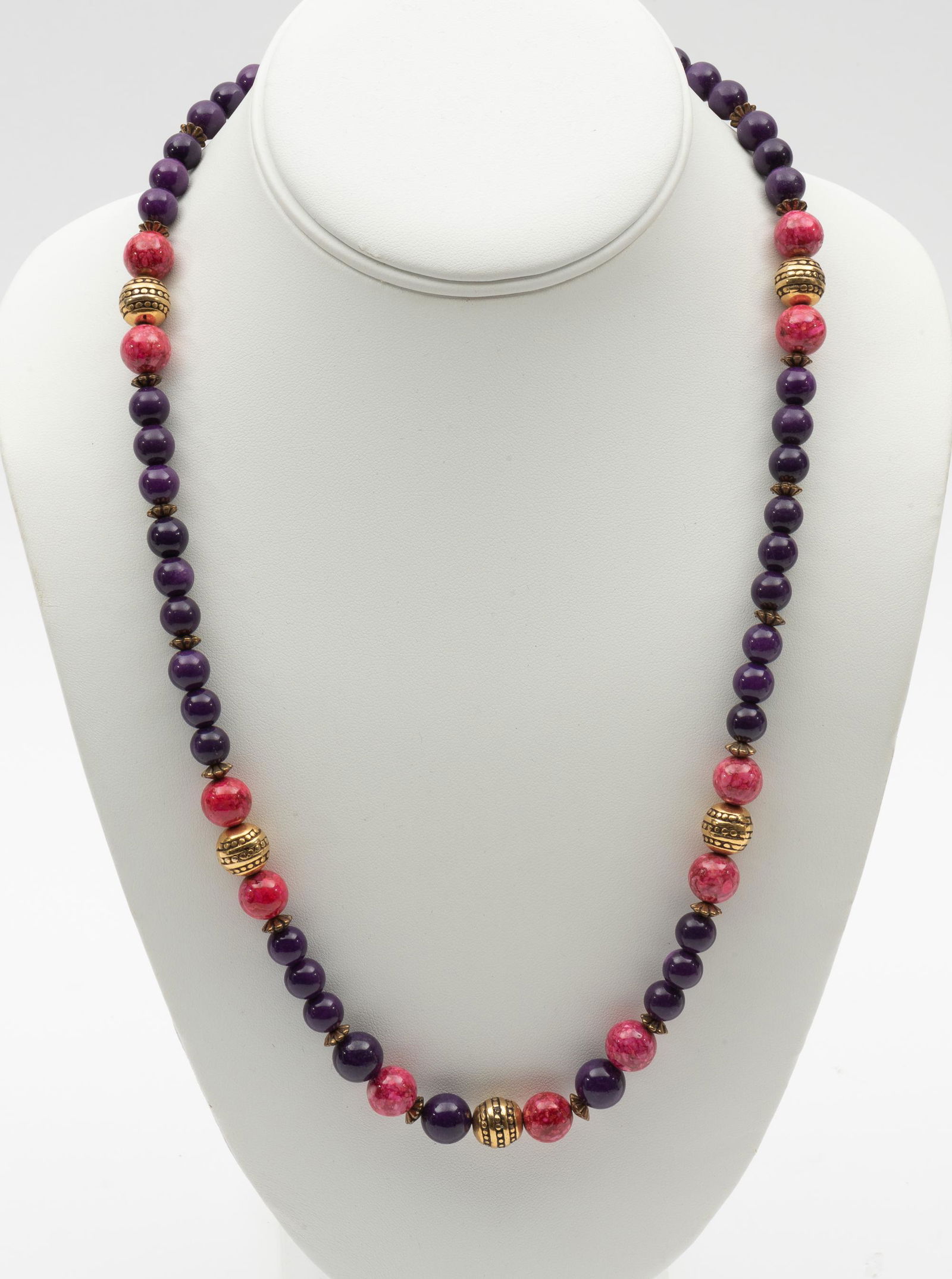 Pink and Purple Hardstone Bead Necklace (1 of 4)