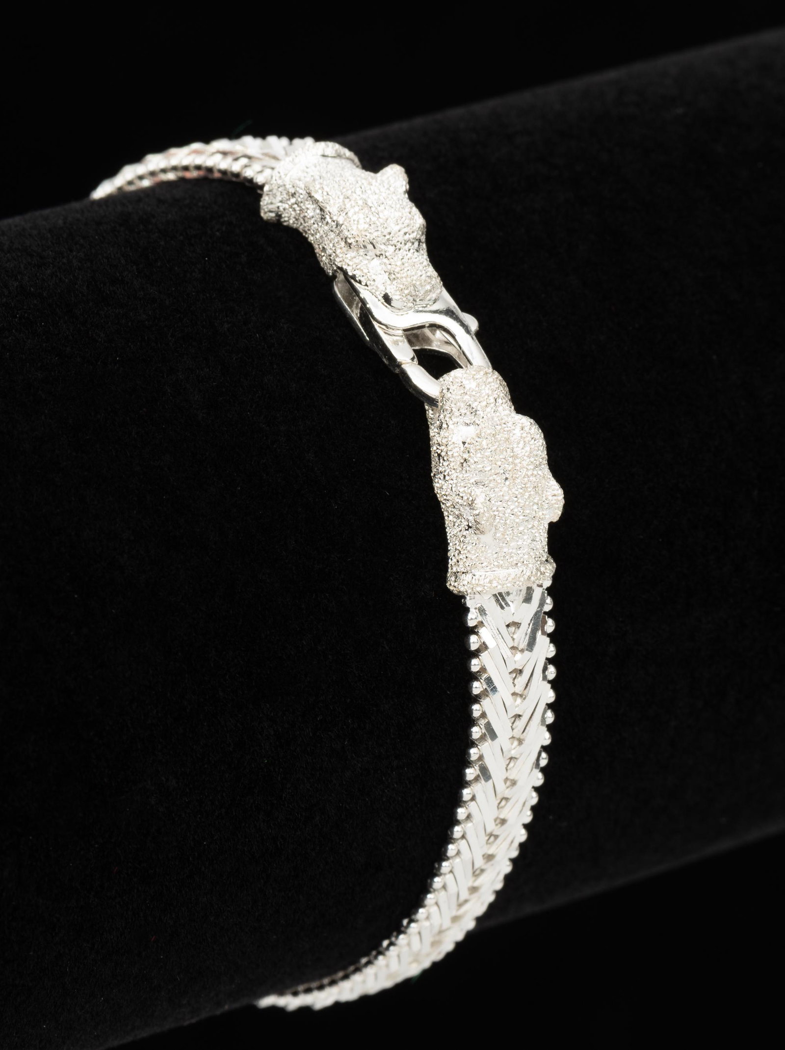 Milor Sterling Panther Bracelet: 7" long x 1/4" wide. IMPORTANT: Before bidding, please read the terms and conditions. When you registered for the auction you agreed to these terms and will be required to comply with them.