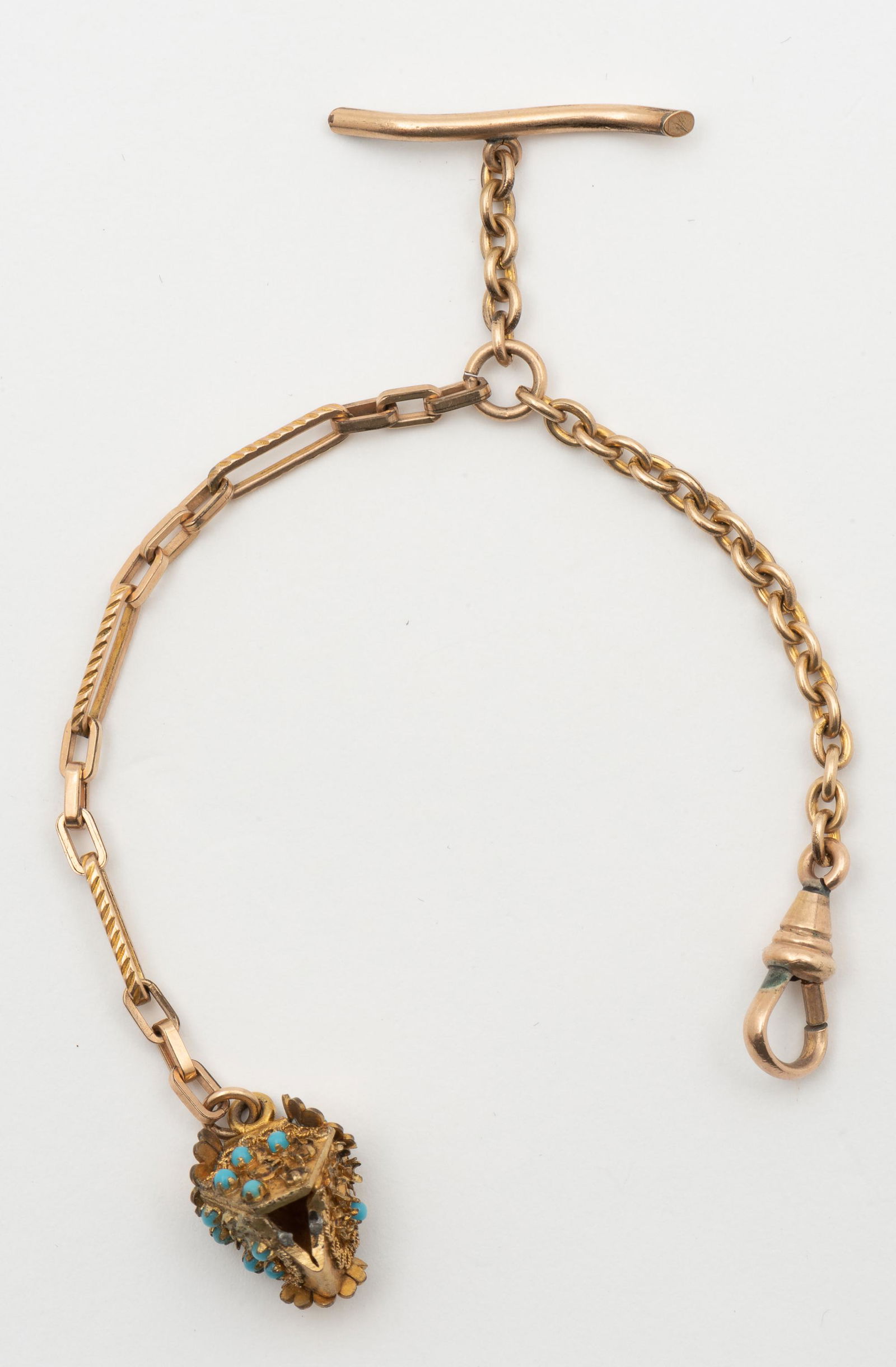 Gold Watch Chain with Fob (1 of 2)