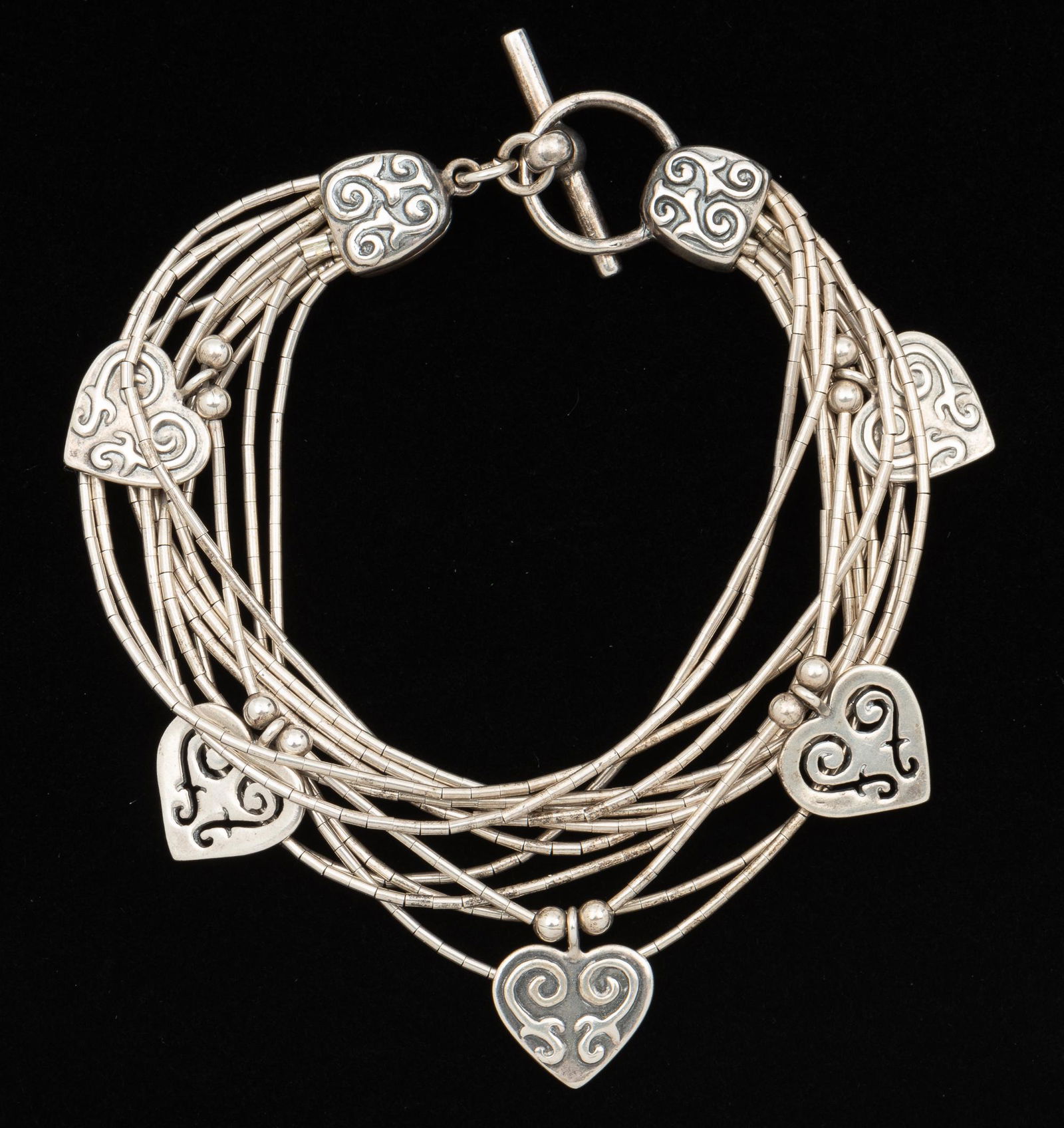 Sterling Quicksilver and Heart Charm Bracelet (1 of 2)