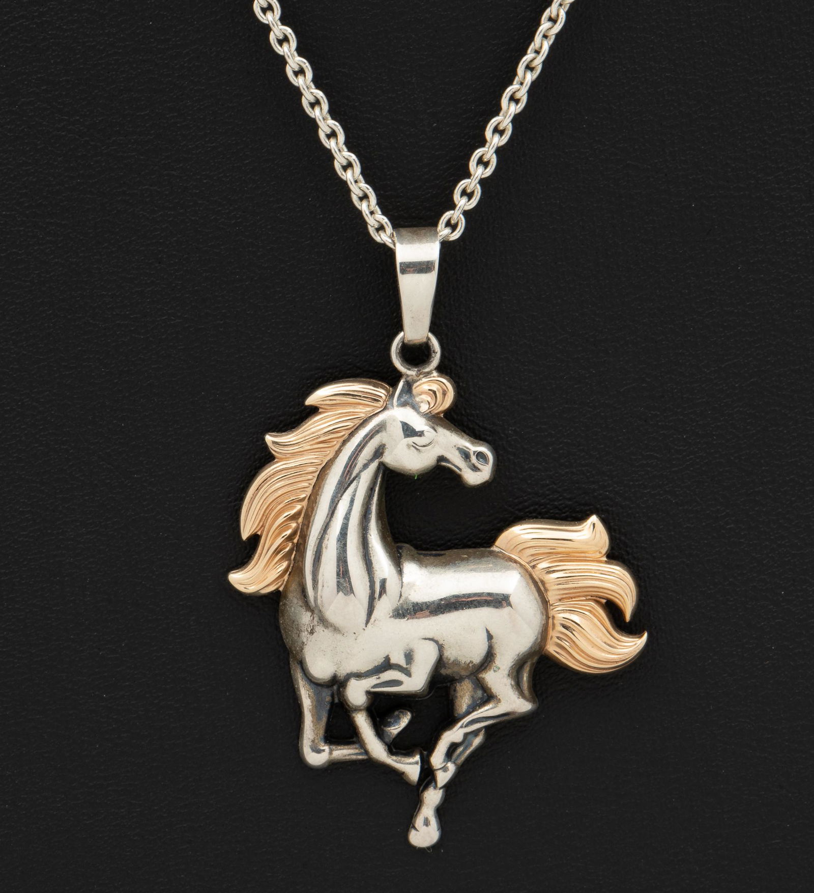 Sterling & 14K Horse Pendant on Sterling Chain (1 of 4)